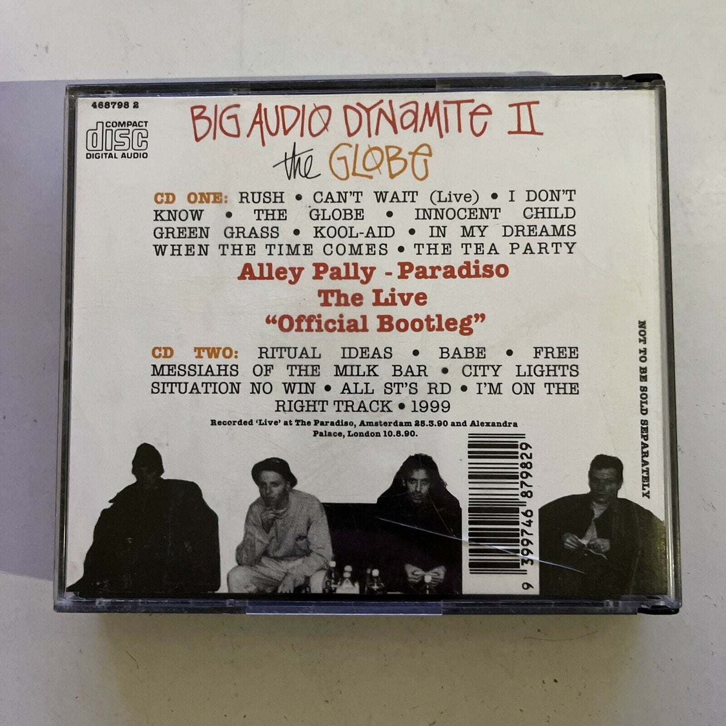 Big Audio Dynamite II - The Globe + Live Official Bootleg CD, 2-Disc Album,1991