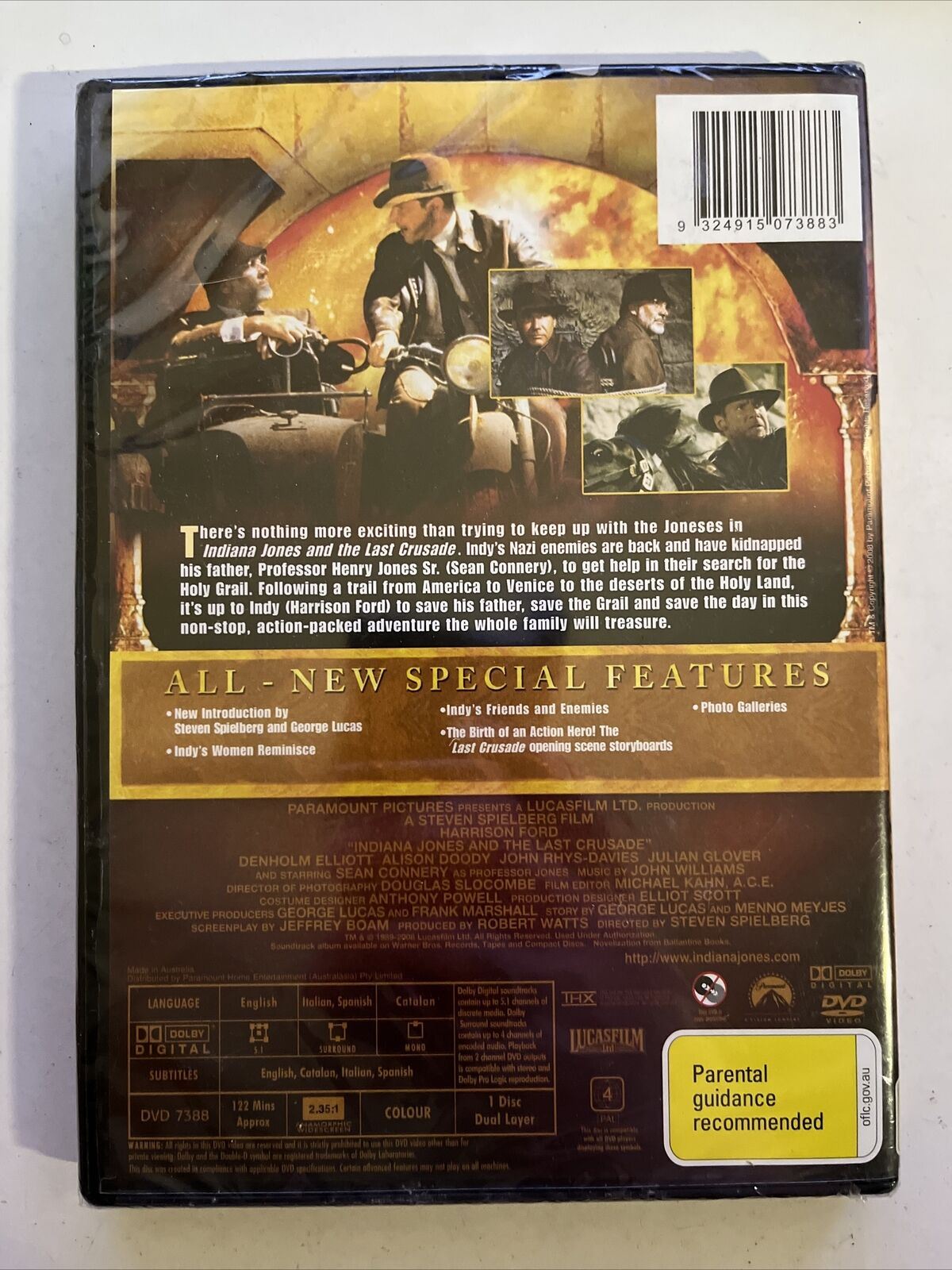 *New Sealed* Indiana Jones And The Last Crusade (DVD, 1989) Region 4