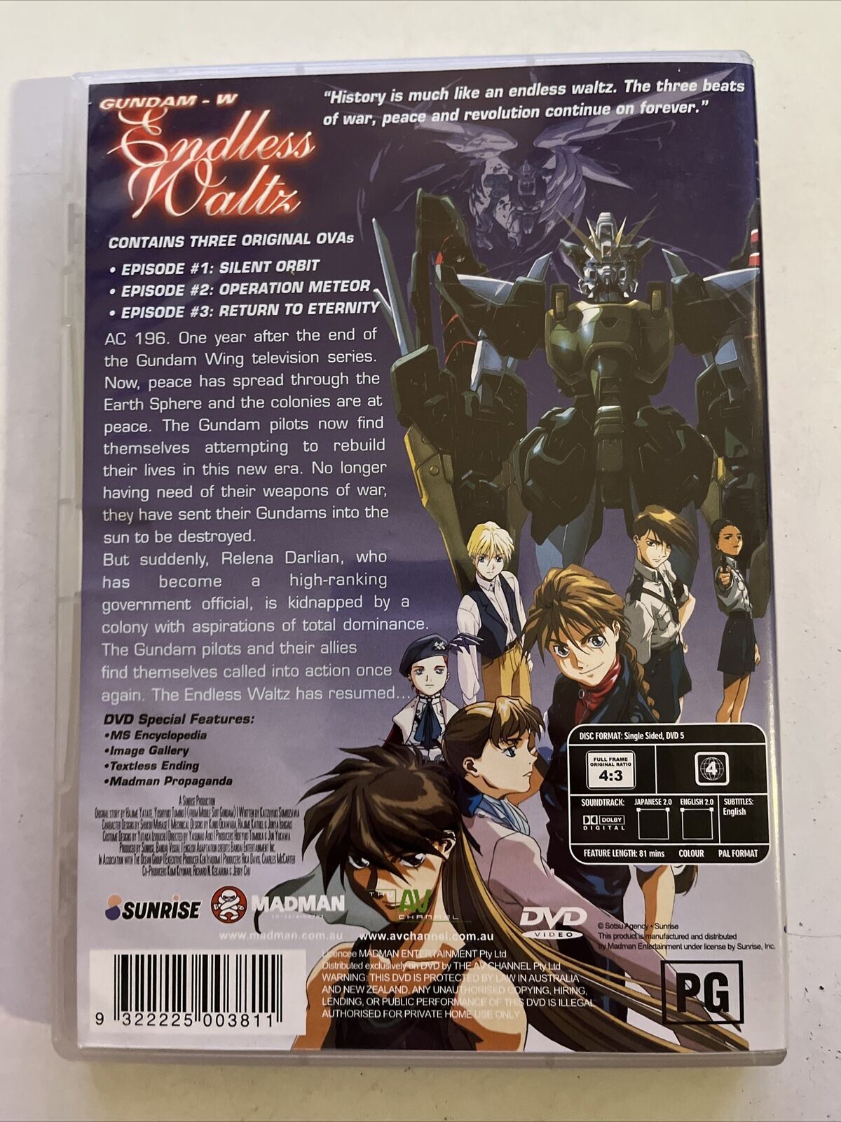 Gundam Wing - The Movie - Endless Waltz (DVD, 1998) Anime Region 4