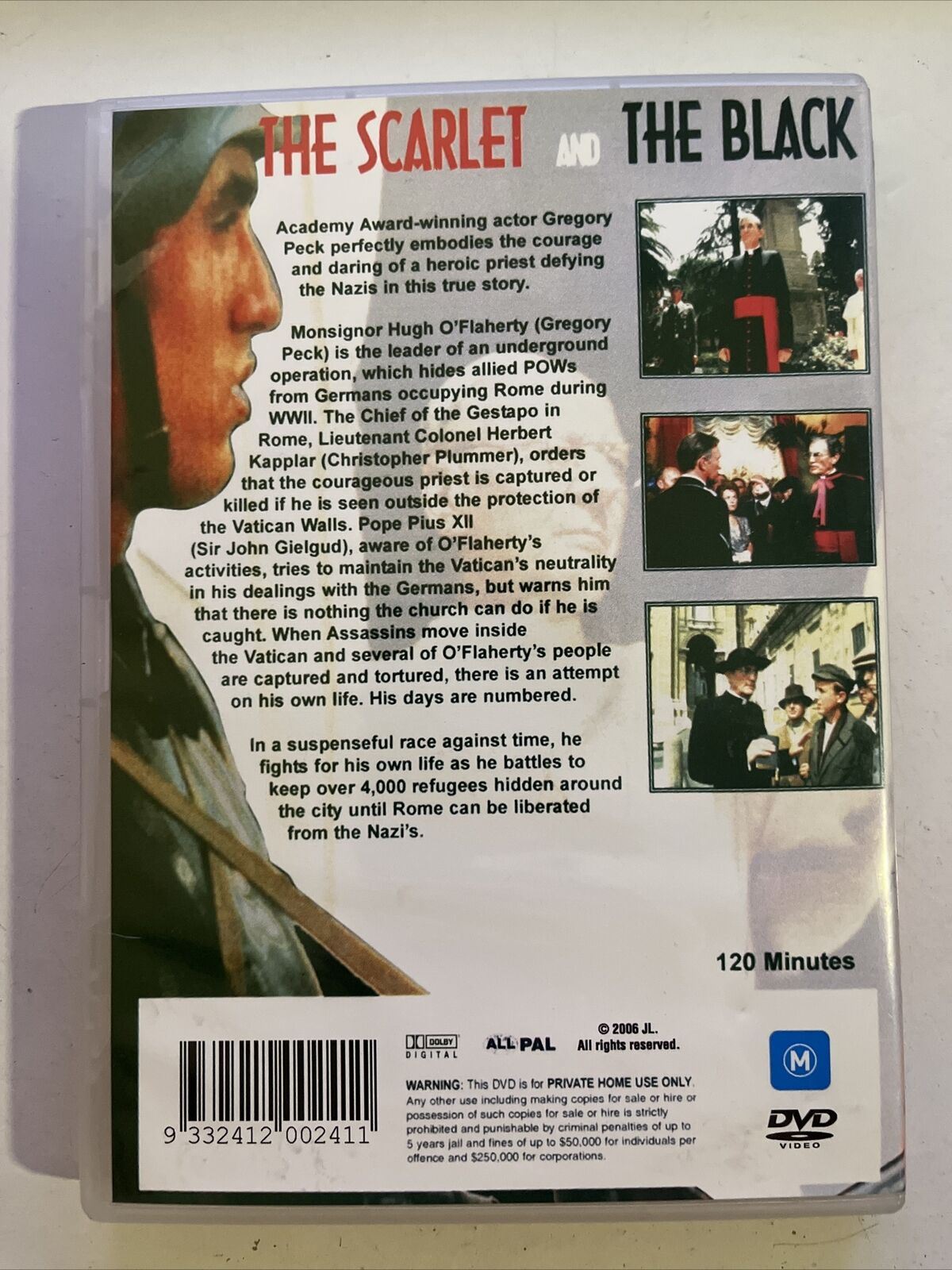 The Scarlet And The Black (DVD, 1983) Gregory Peck, Christopher Plummer