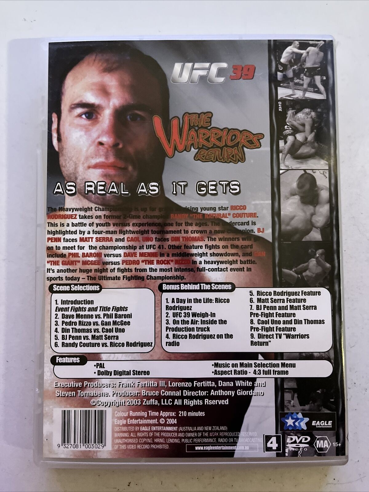 Ufc Ricco Rodriguez UFC The Warriors Return Ricco Rodriguez Vs Randy Couture (DVD) Region ...