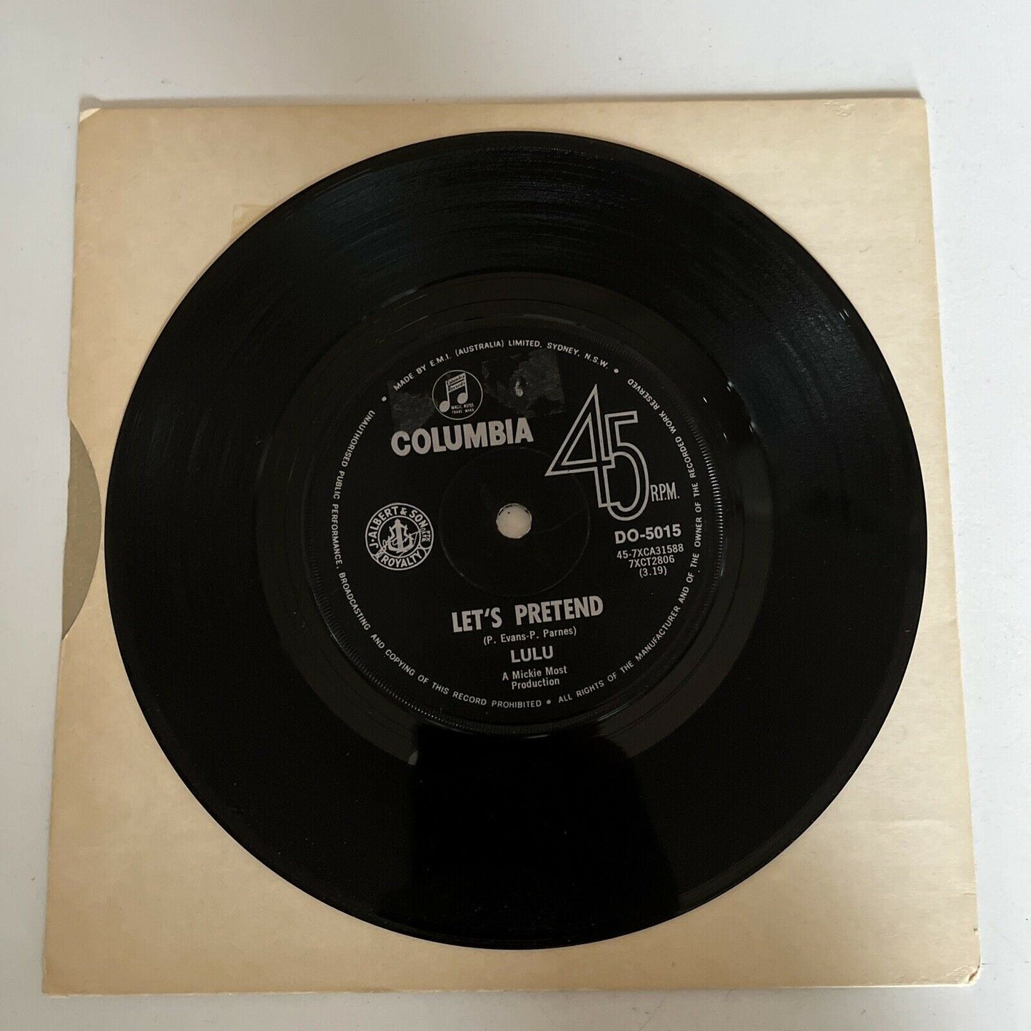 Lulu – To Sir With Love / Let's Pretend 1967  7” 45 RPM Vinyl Record  Columbia