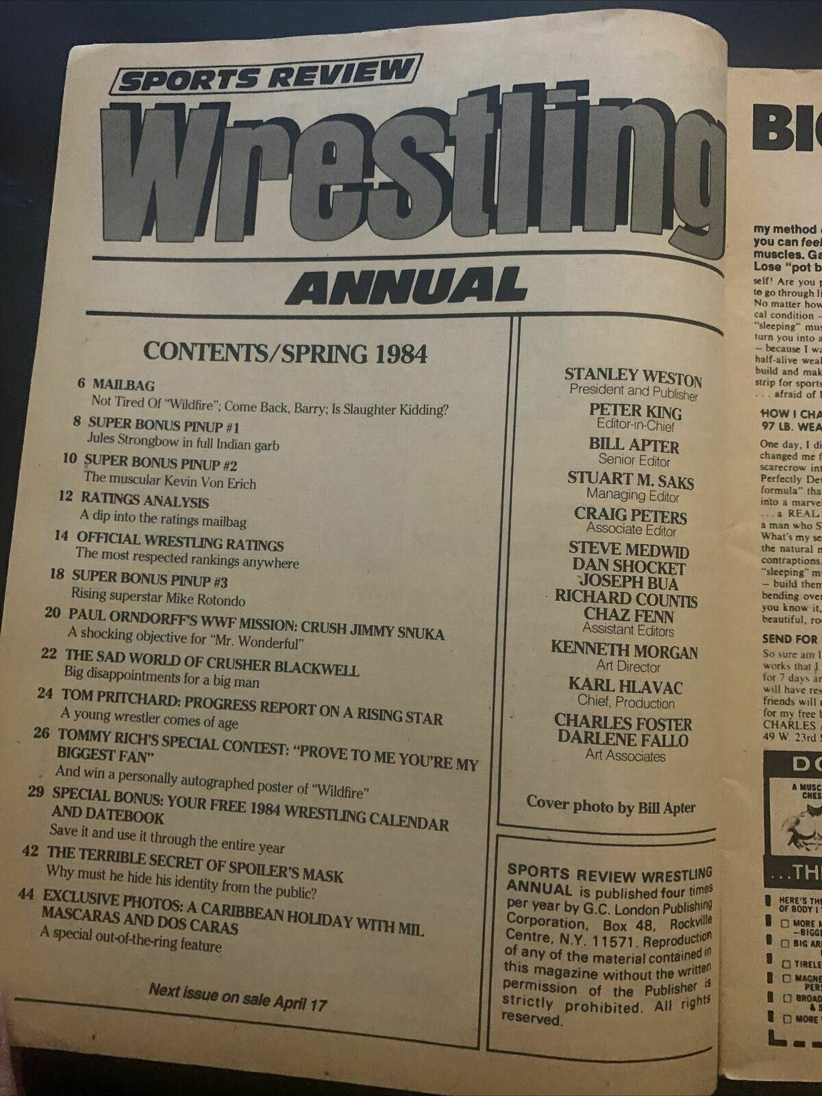Sports Review Wrestling Magazine Spring 1984 - 1984 Annual Review, Tommy Rich