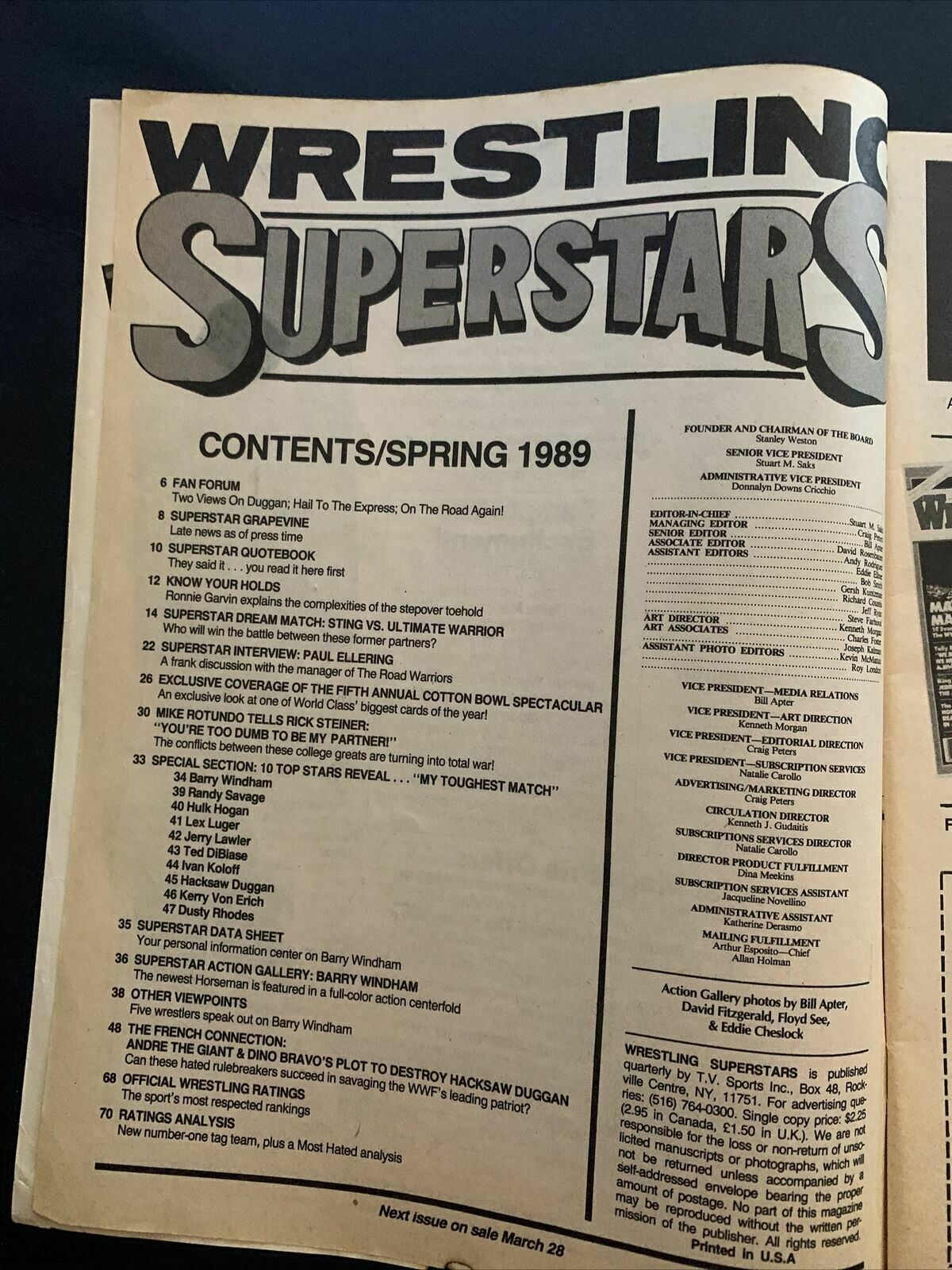 Wrestling Superstars Magazine Spring 1989 - Sting vs Ultimate Warrior
