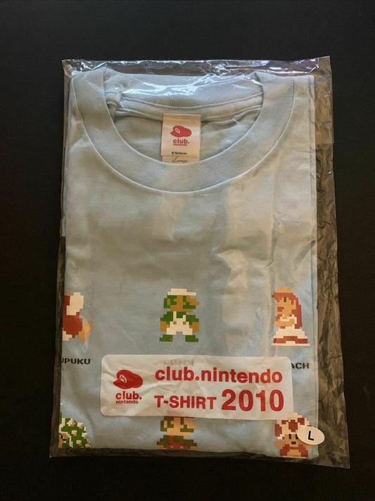 Genuine Official Club Nintendo T-Shirt 2010 Large Retro Mario Brothers **Rare**