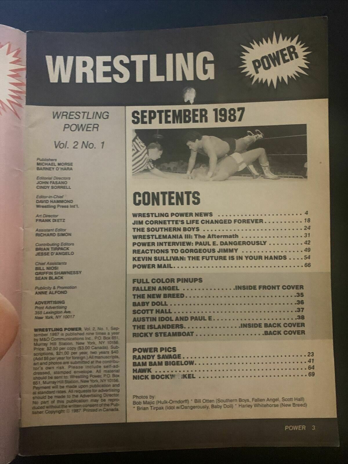 Wrestling Power Magazine September 1987 - Hulk, Rowdy Roddy, Jimmy Garvin, Steam