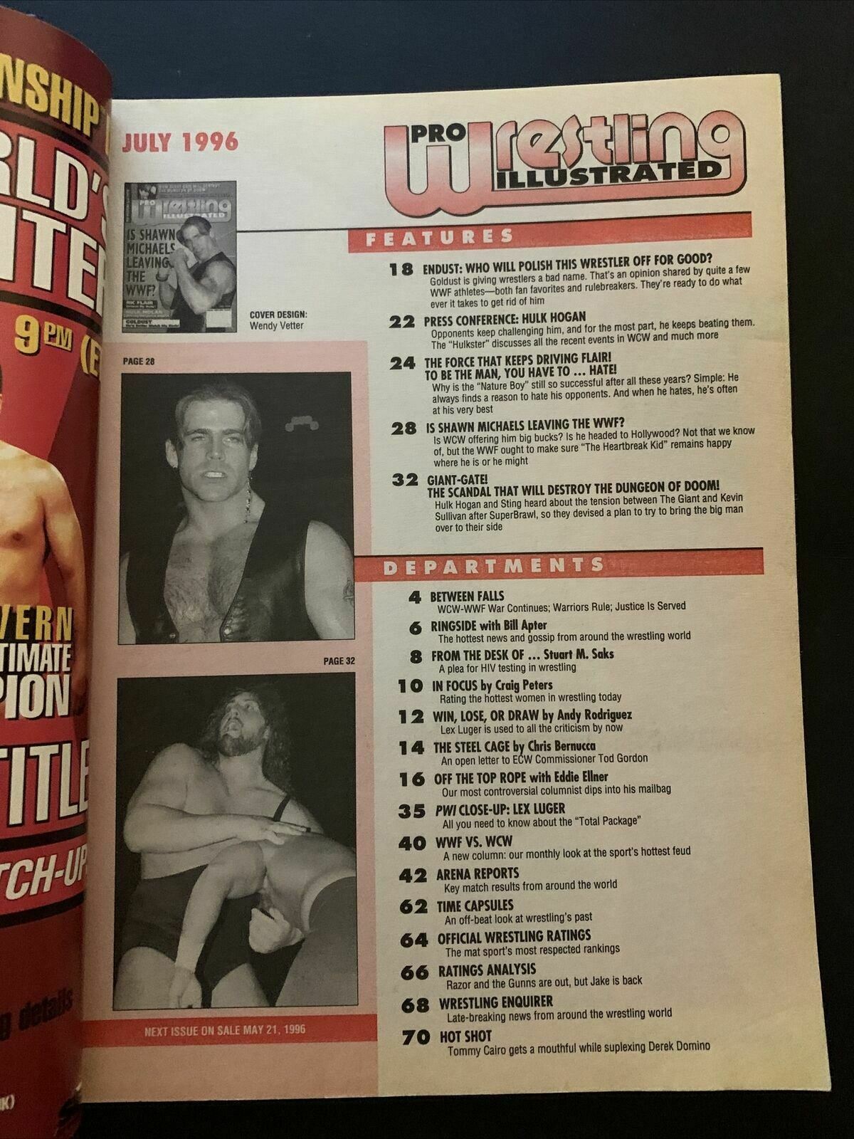 Pro Wrestling Illustrated Magazine July 1996 - Shawn Michaels, Ric Flair, Hogan