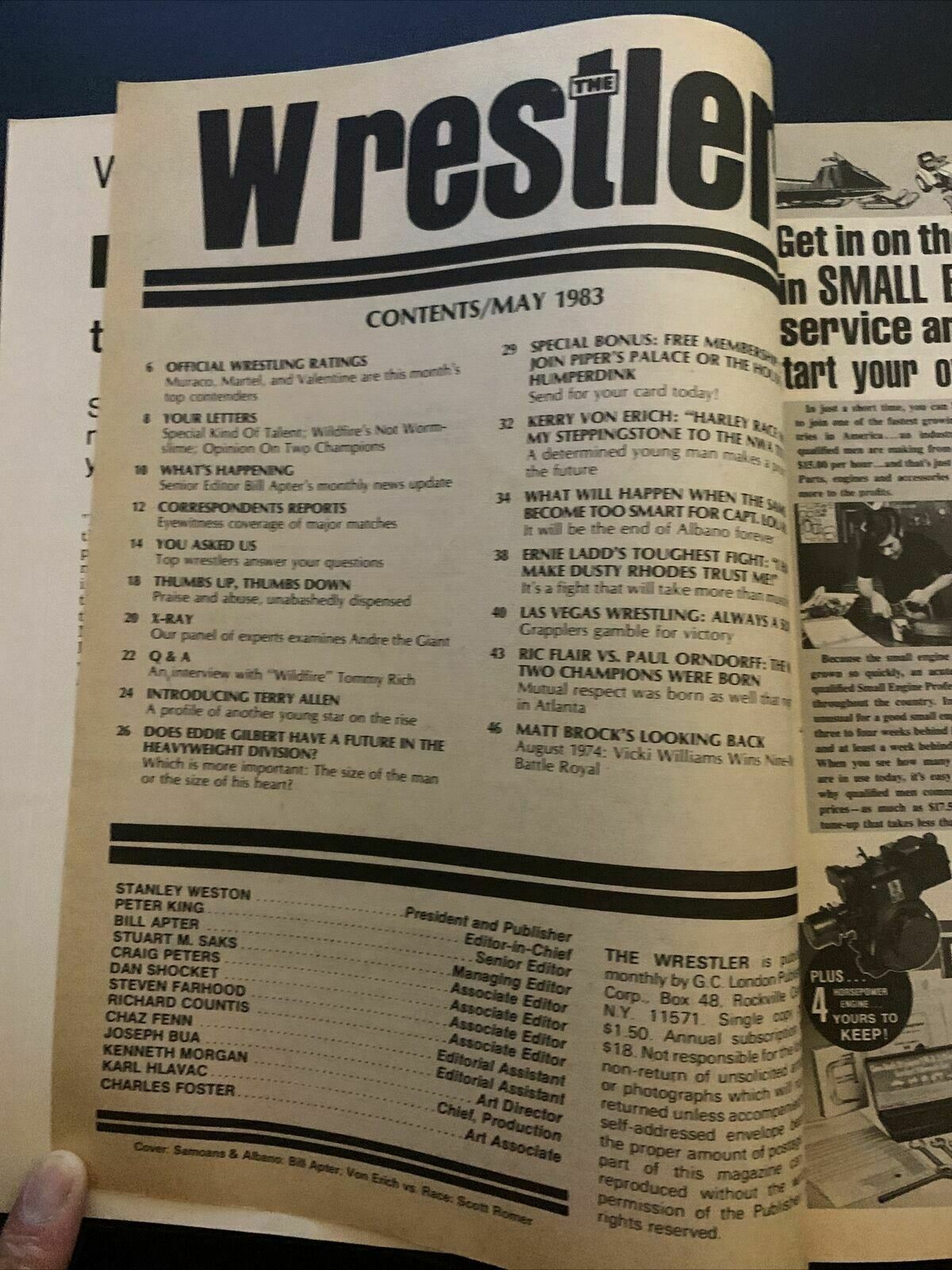 The Wrestler Magazine May 1983 - Piper, Kerry Von Erich, Dusty Rhodes, Ernie Lad