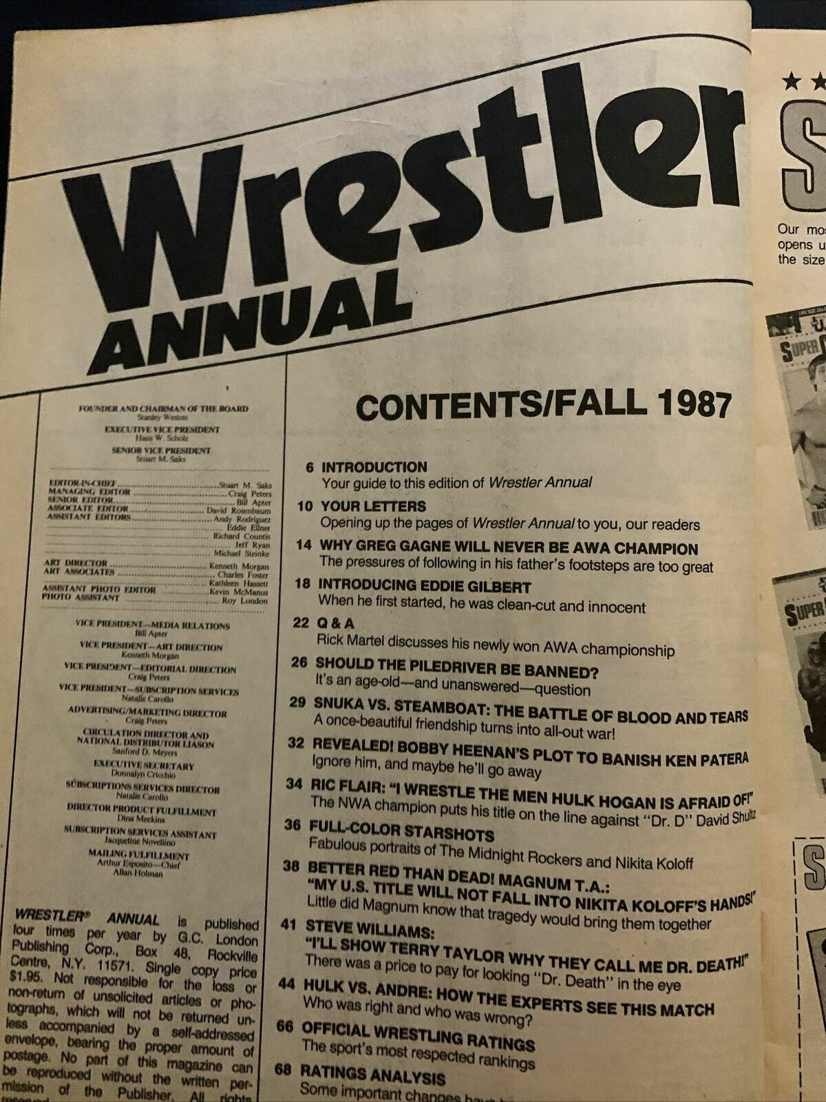 Wrestler Annual Magazine Fall 1987 - Ric Flair, Snuka, Steamboat, Patera, Heenan