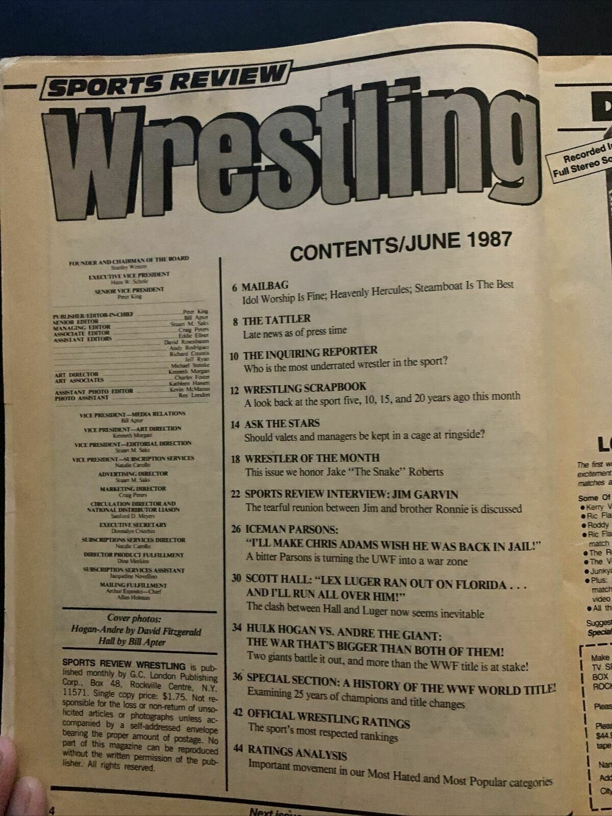 Sports Review Wrestling Magazine June 1987 - Hulk Hogan vs Andre The Giant