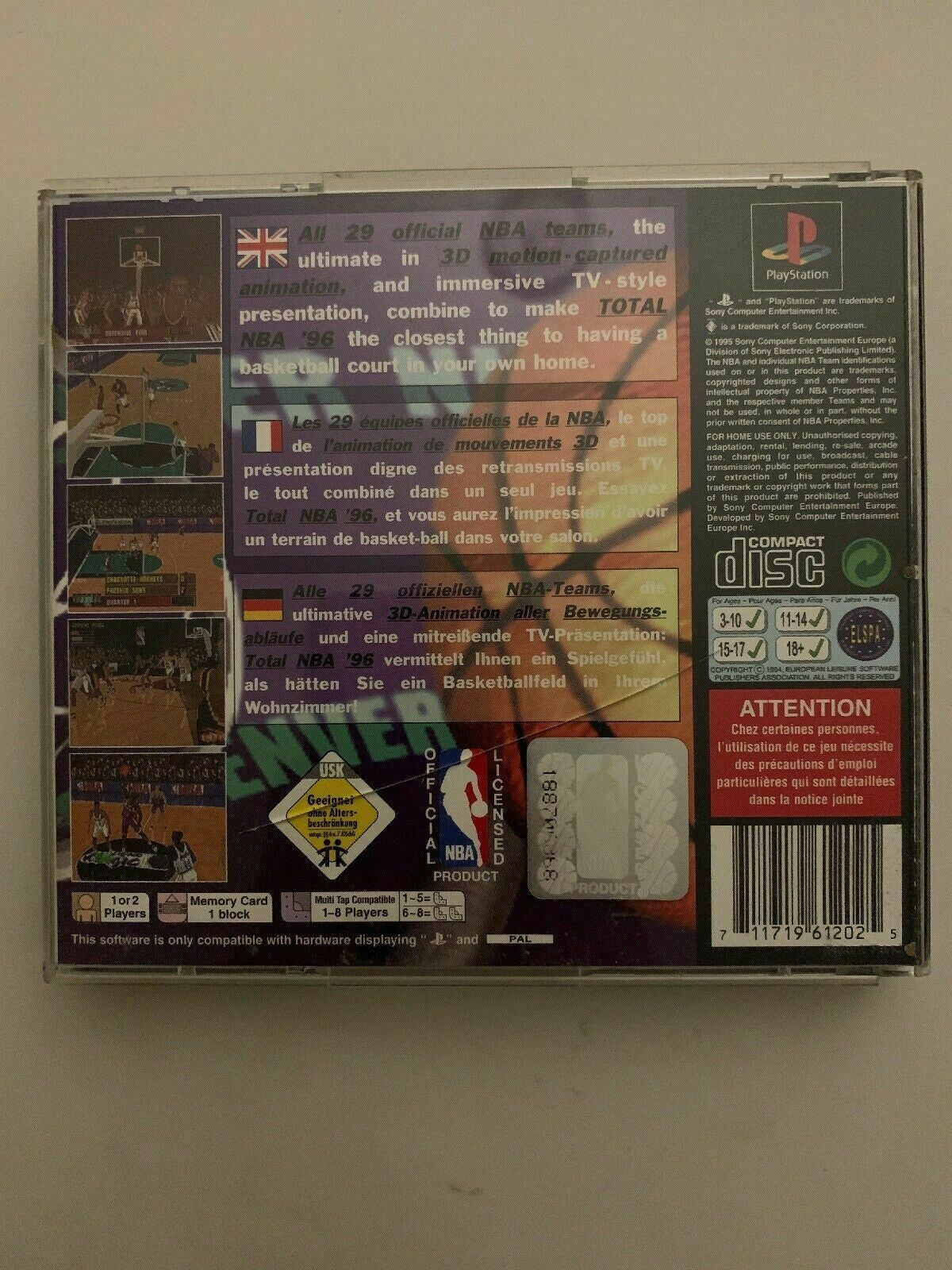 Total NBA 96 Holo Cover - PS1 PlayStation 1 Game PAL with Manaul