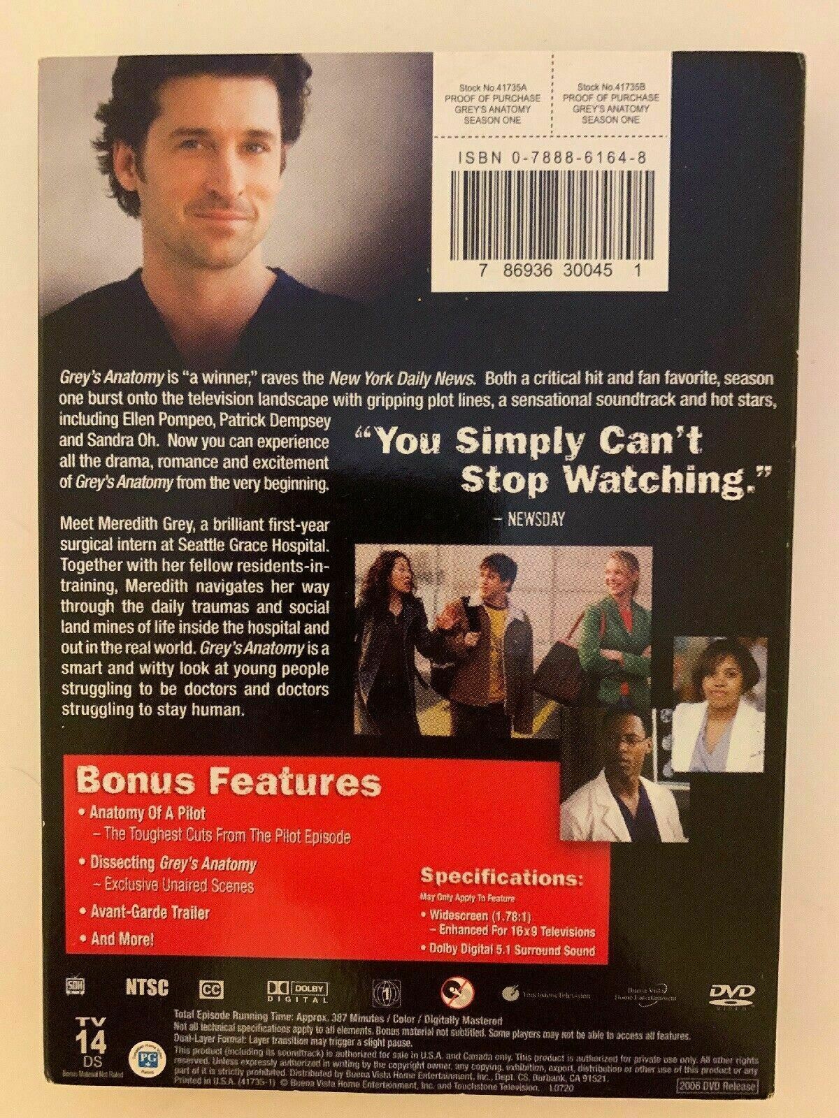 Grey's Anatomy : Season 1 (DVD) Region 1