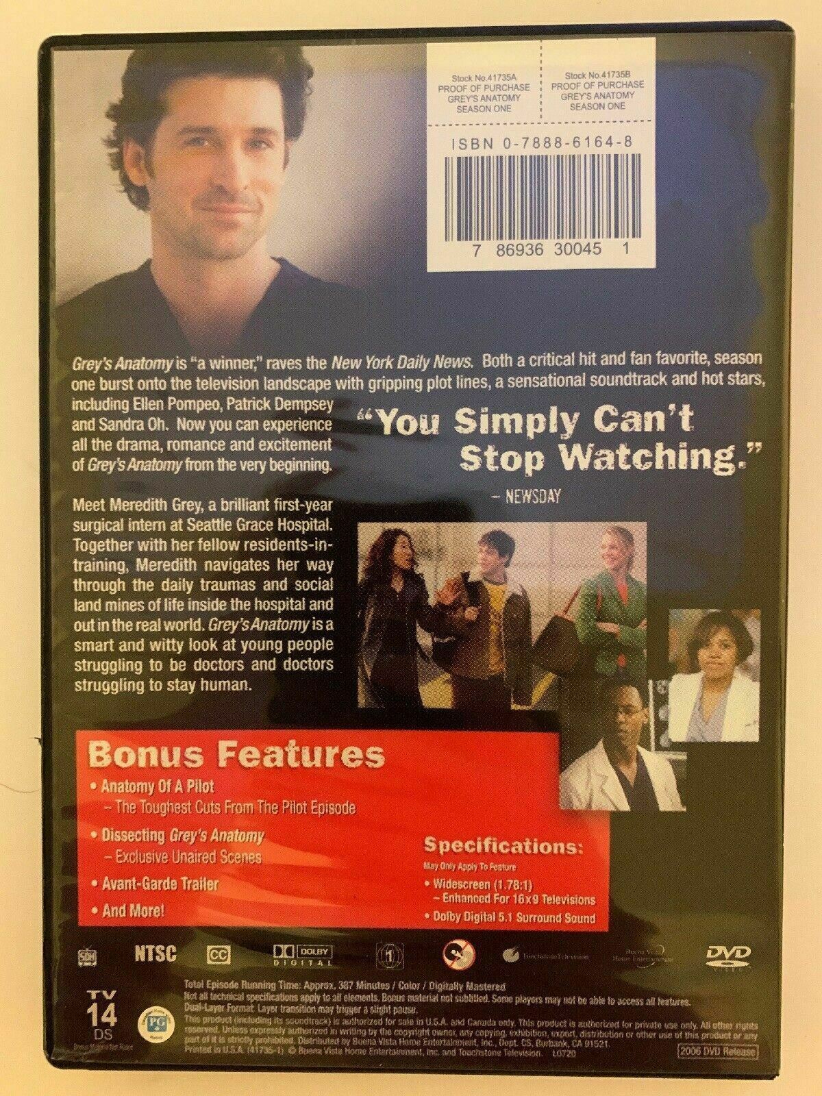 Grey's Anatomy : Season 1 (DVD) Region 1