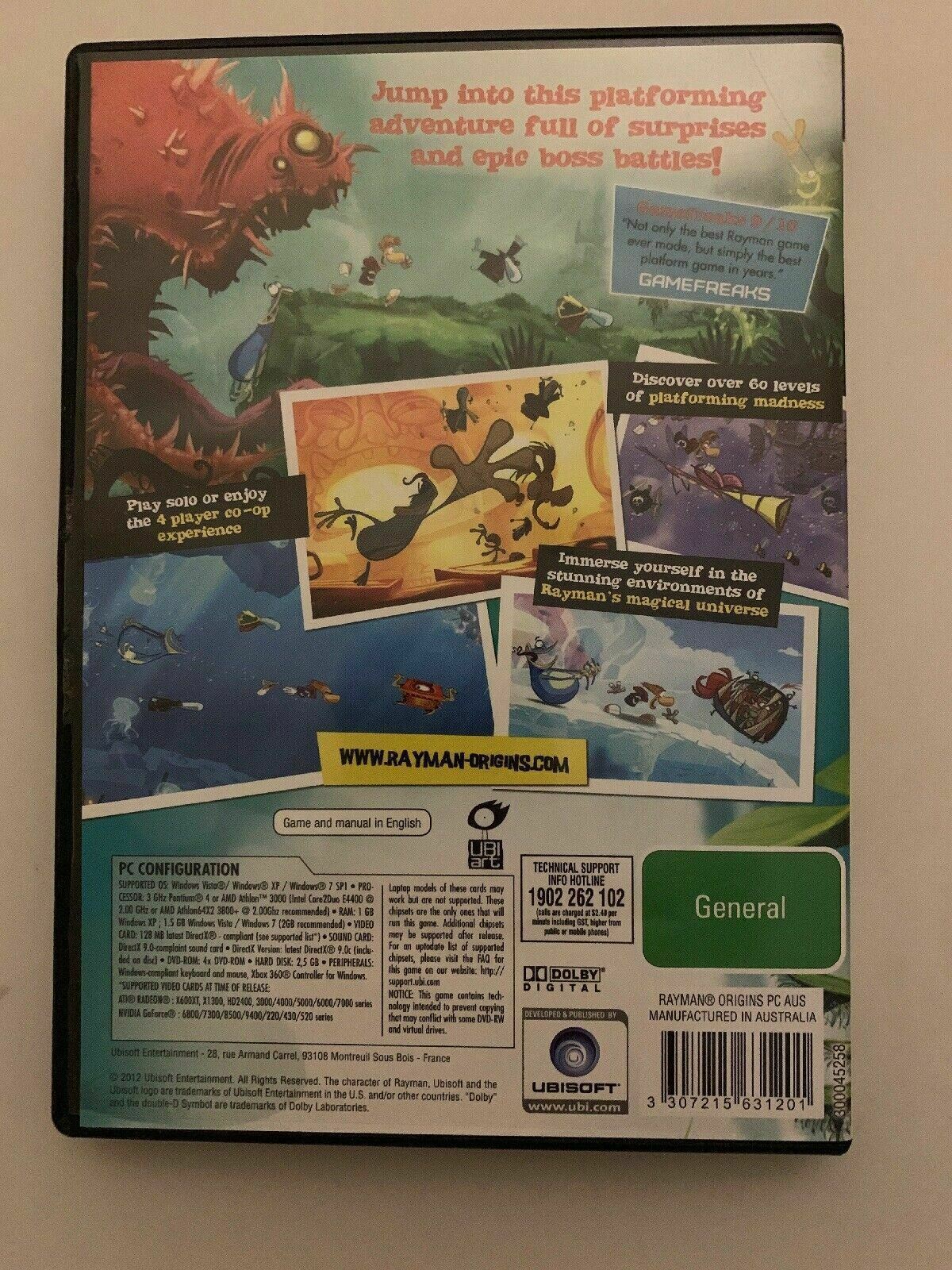 Rayman Origins - PC DVD-ROM Windows Action Platformer Game