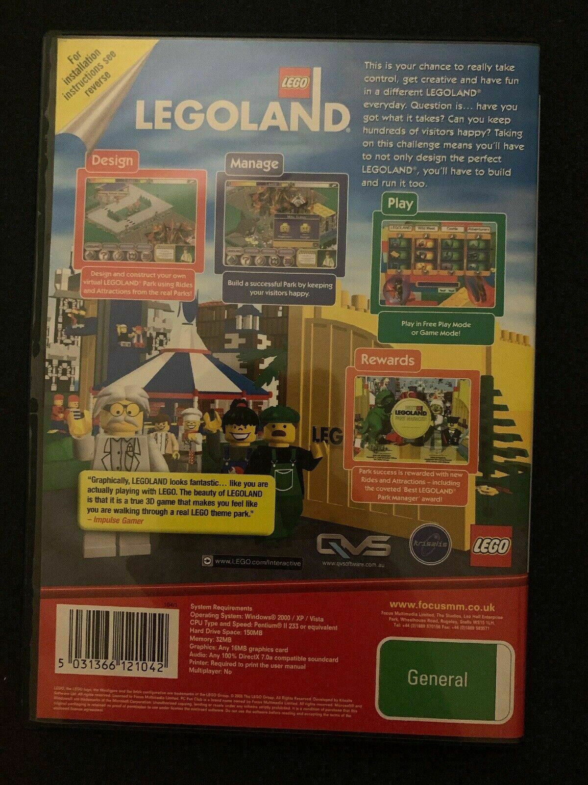 Lego: Legoland - PC CD-Rom Windows Game RARE Theme Park Sim Management Game