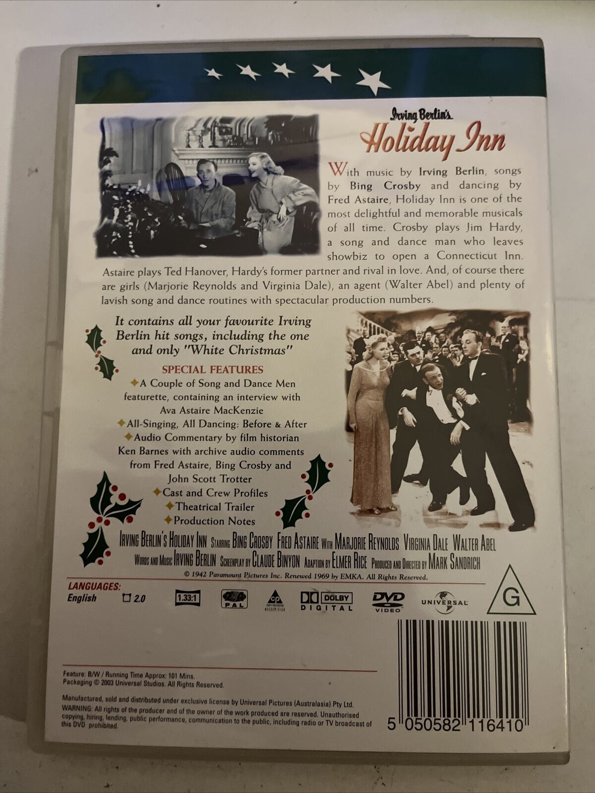 Holiday Inn (DVD, 1942) Bing Crosby, Fred Astaire, Marjorie Reynolds. Region 4