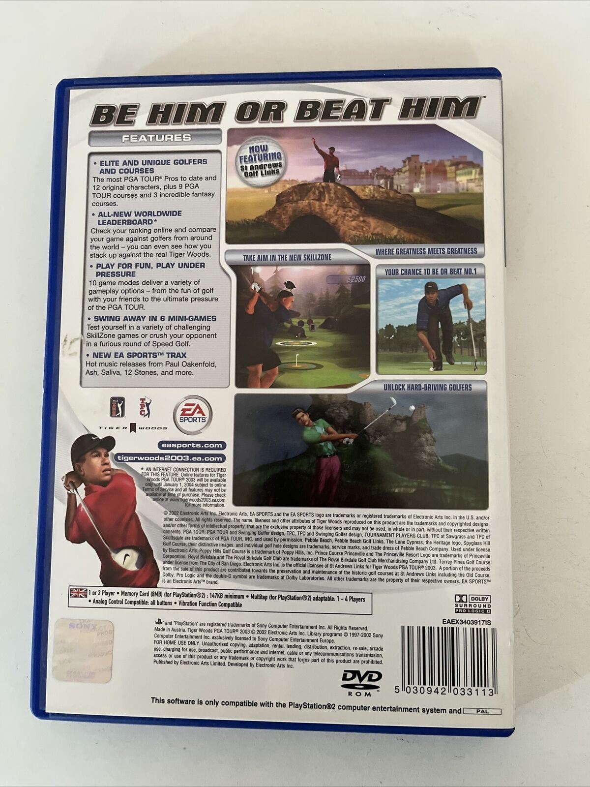 Tiger Woods PGA Tour 2003 - PlayStation PS2 PAL Game includes Manual