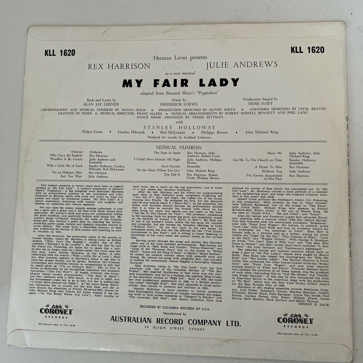 Rex Harrison, Julie Andrews – My Fair Lady [Original Vinyl Record] 1959