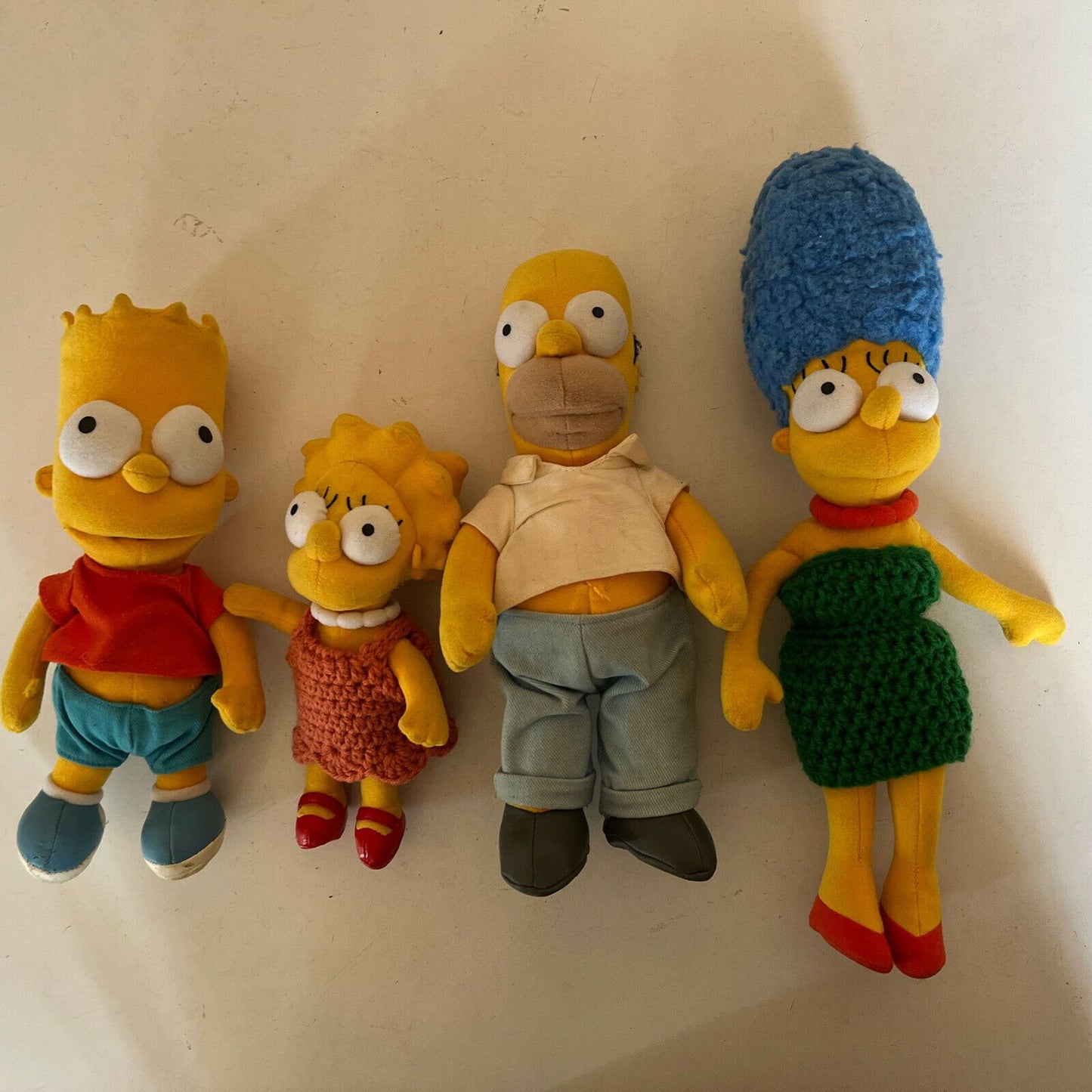 4x The Simpsons Plush Toy 2003 Homer, Marge, Bart & Lisa Simpson 25cm tall