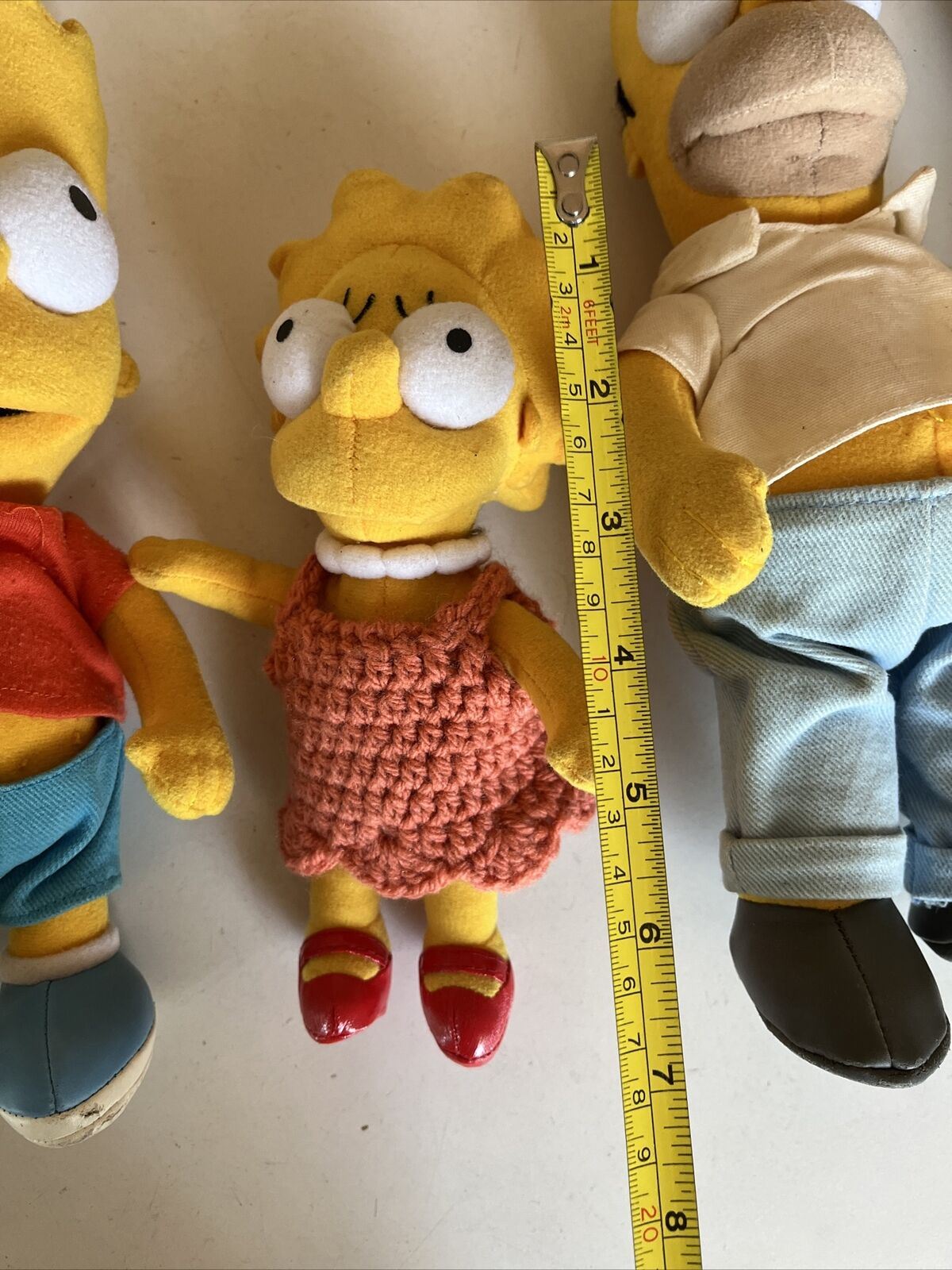 4x The Simpsons Plush Toy 2003 Homer, Marge, Bart & Lisa Simpson 25cm tall