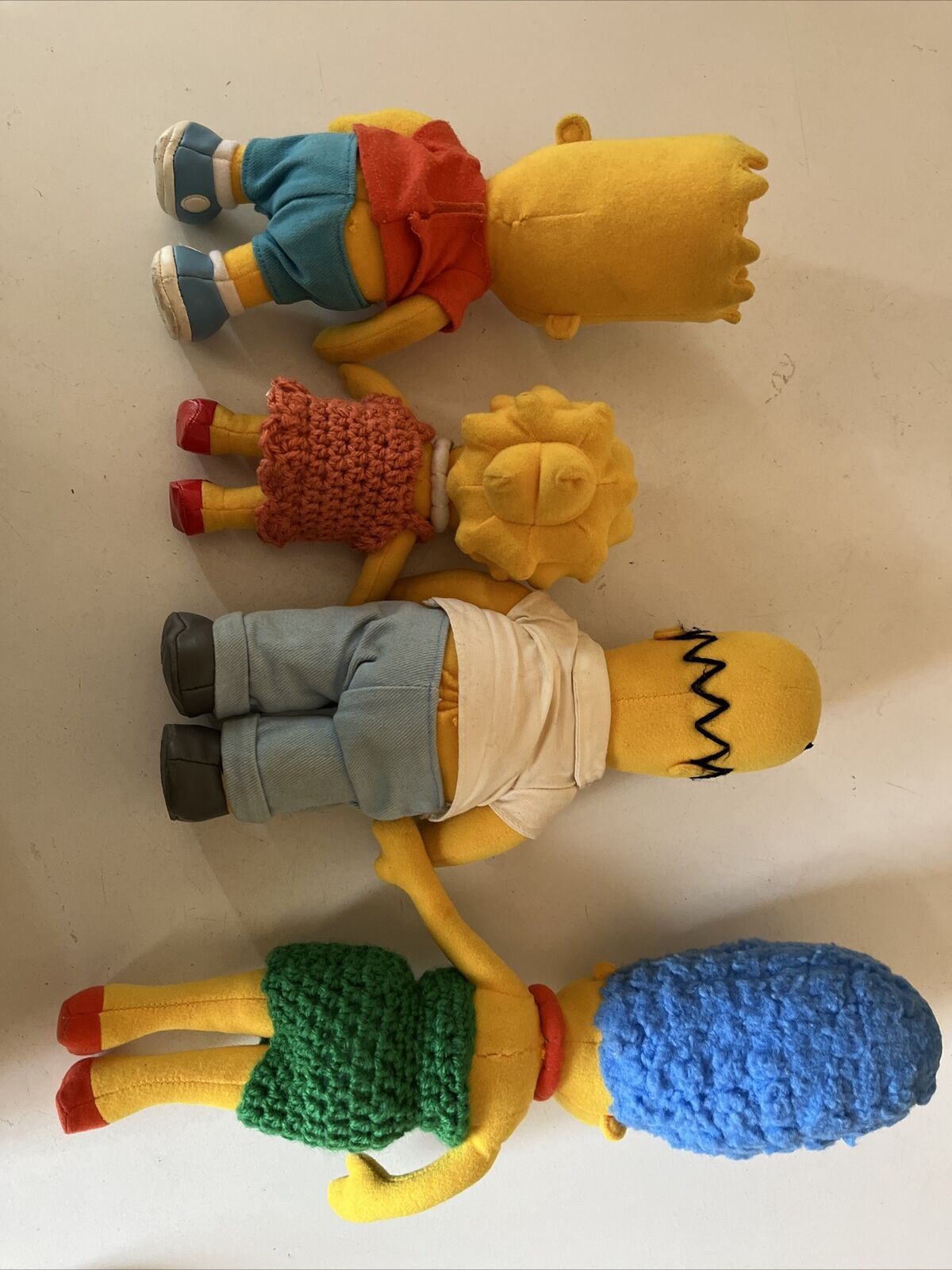 4x The Simpsons Plush Toy 2003 Homer, Marge, Bart & Lisa Simpson 25cm tall