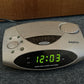 Sanyo RM 6025 AM FM Digital Alarm Clock Radio Retro Silver
