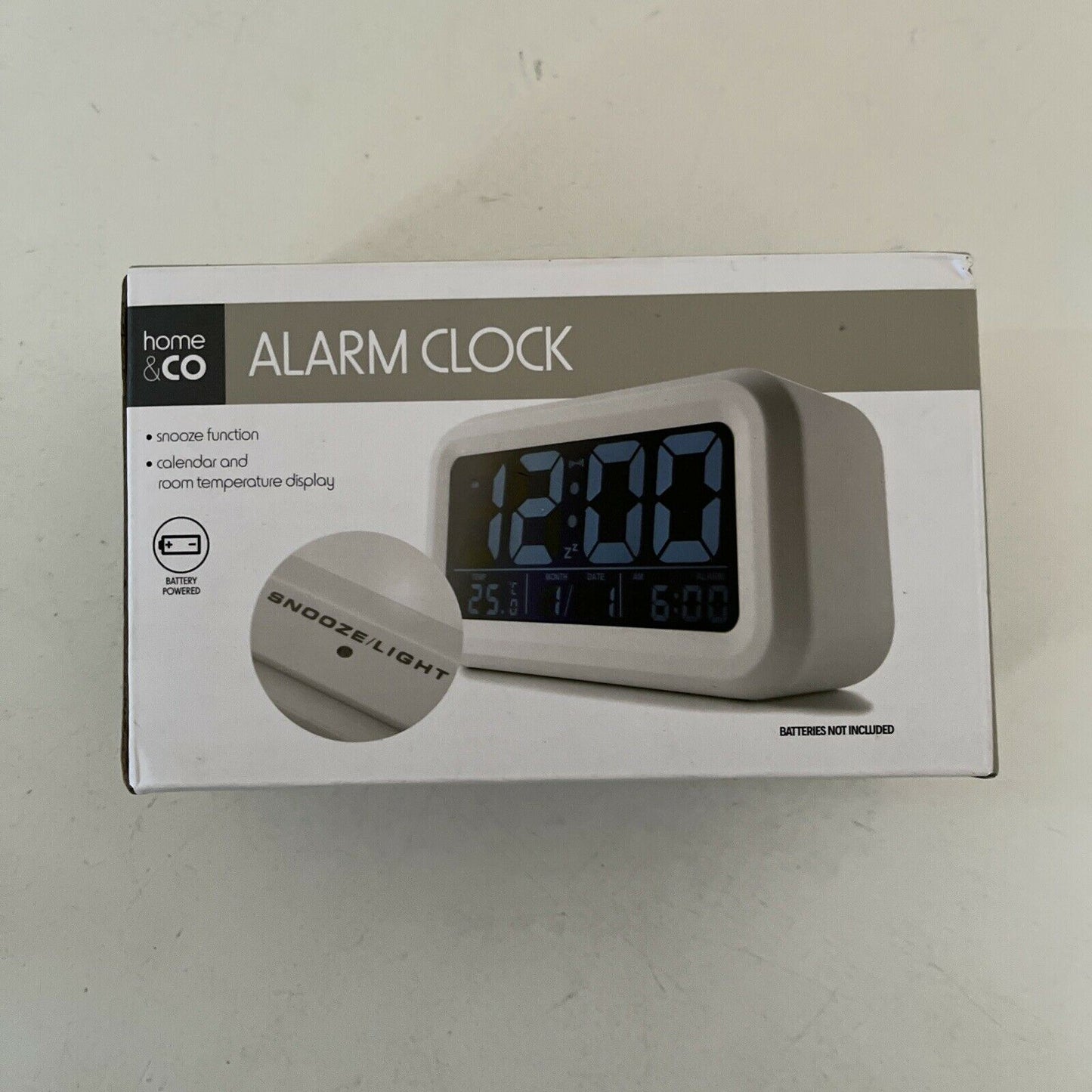 Anko White Calendar Temperature Alarm Clock