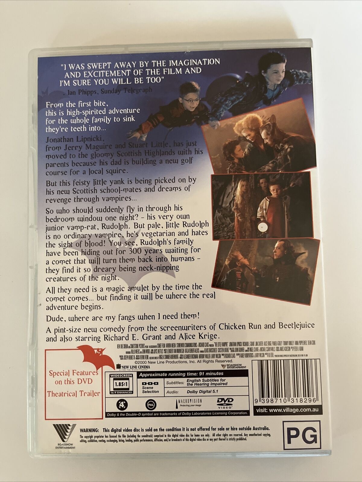 The Little Vampire (DVD, 2000) Jonathan Lipnicki, Richard E. Grant. Region 4