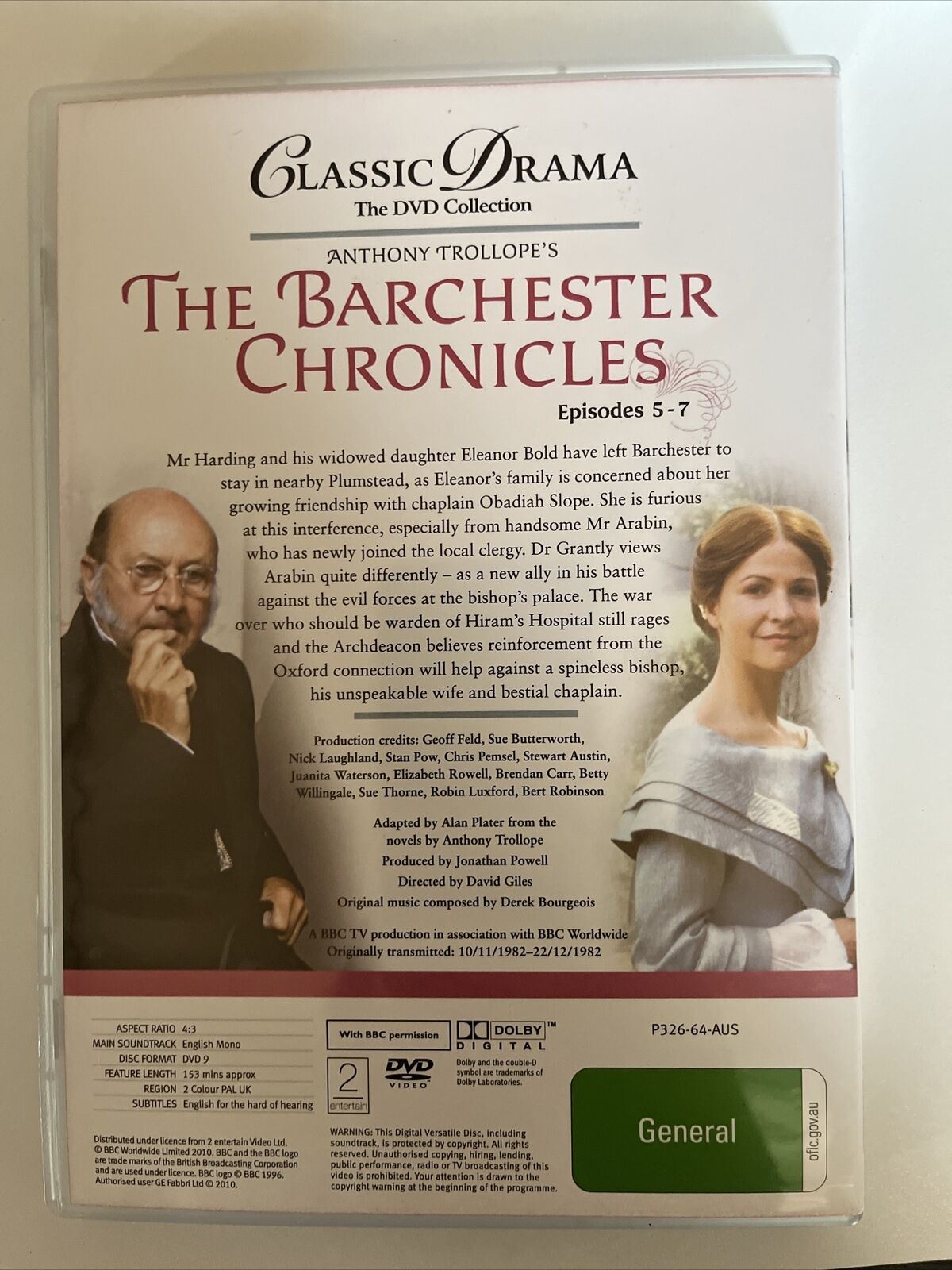 The Barchester Chronicles (DVD, 1982) Donald Pleasence, Janet Maw. Region 4