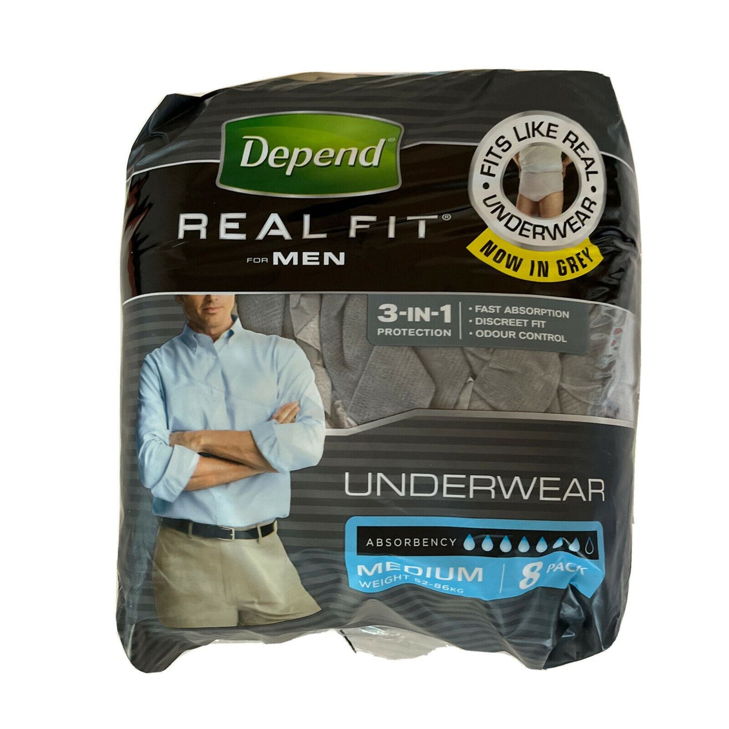 Depend Real Fit For Men Underwear Medium 8 Pack