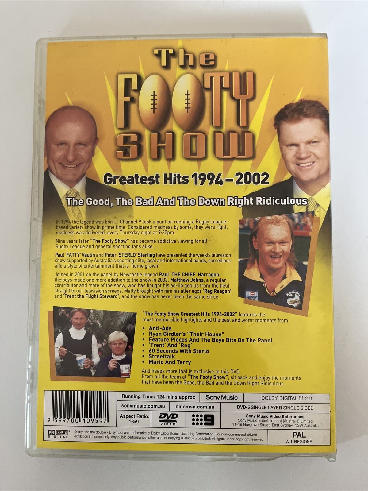 The Footy Show Greatest Hits 1994-2002 (DVD, 1994) Rugby. Region 4