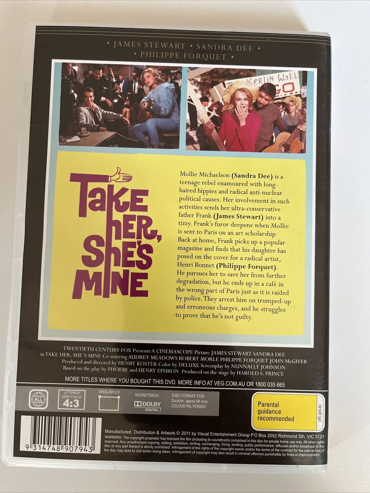 Take Her, She's Mine (DVD, 1963) James Stewart, Sandra Dee. Comedy All Regions