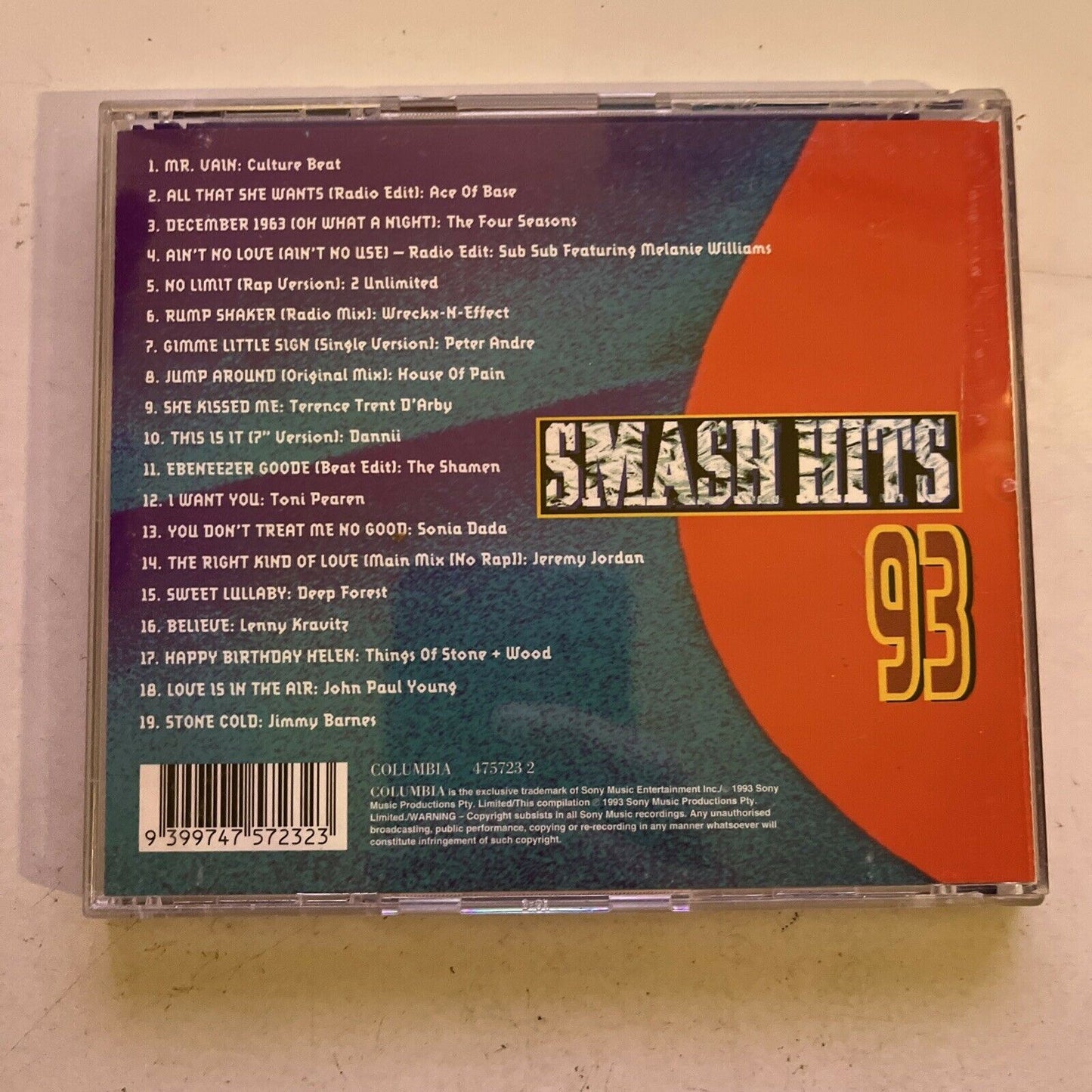 SMASH HITS 93 - 19 Original hits of 1993 (CD, Sony, 1993)