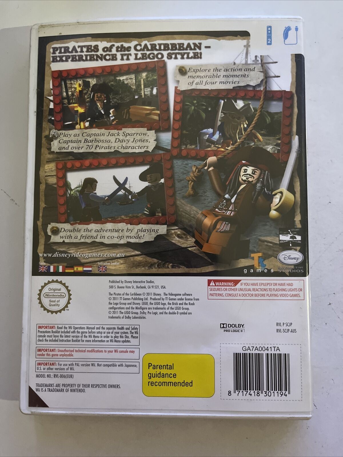 LEGO Pirates Of The Caribbean - Nintendo Wii PAL Game Complete with Manual