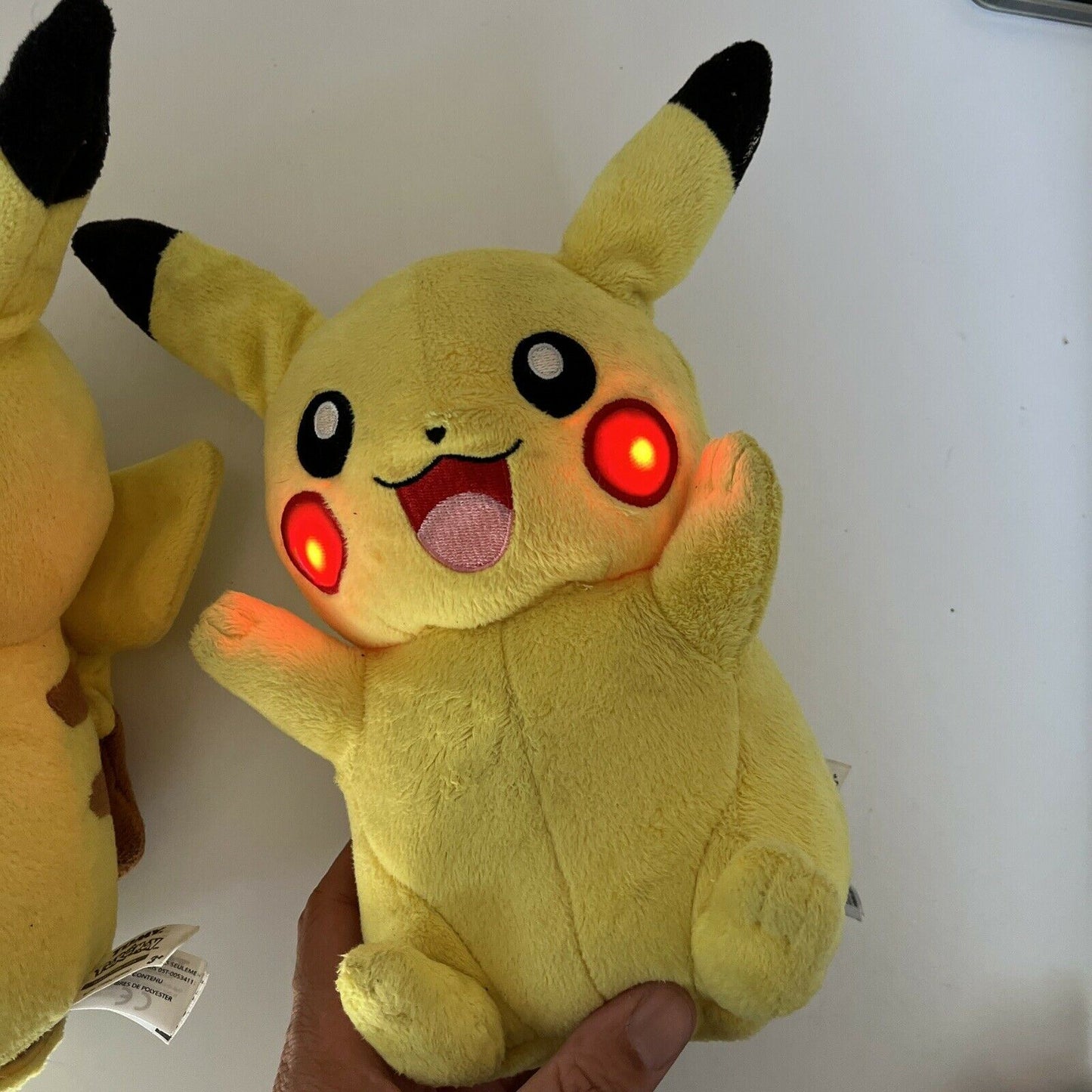2x Pokemon Pikachu  10" Talking Light Up Cheeks Soft Cuddly Plush 2017 Tomy