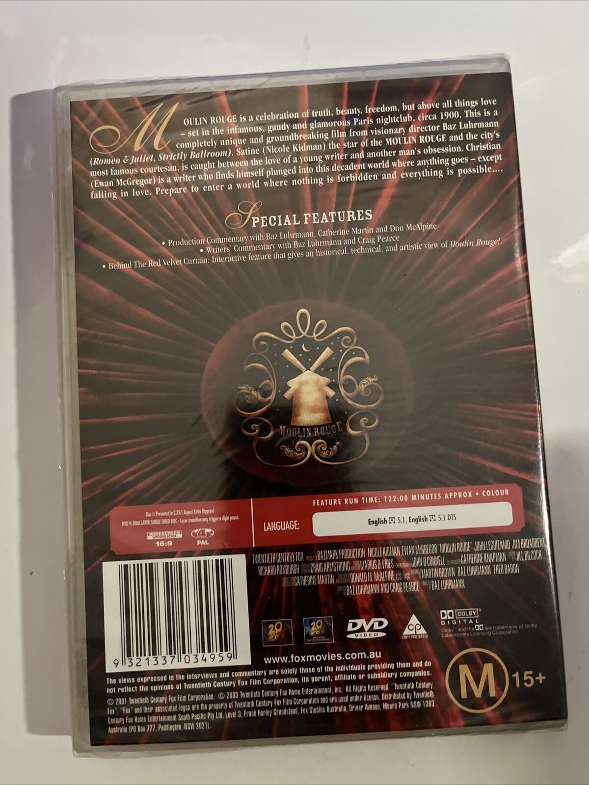 *New Sealed* Moulin Rouge - Special Edition (DVD, 2001) Nicole Kidman. Region 4