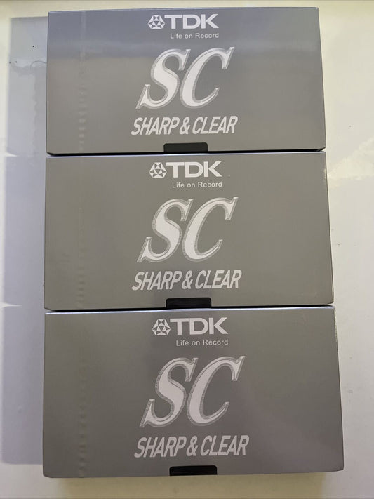 3 x TDK Sharp And Clear E180 3-Hour VHS Blank tapes