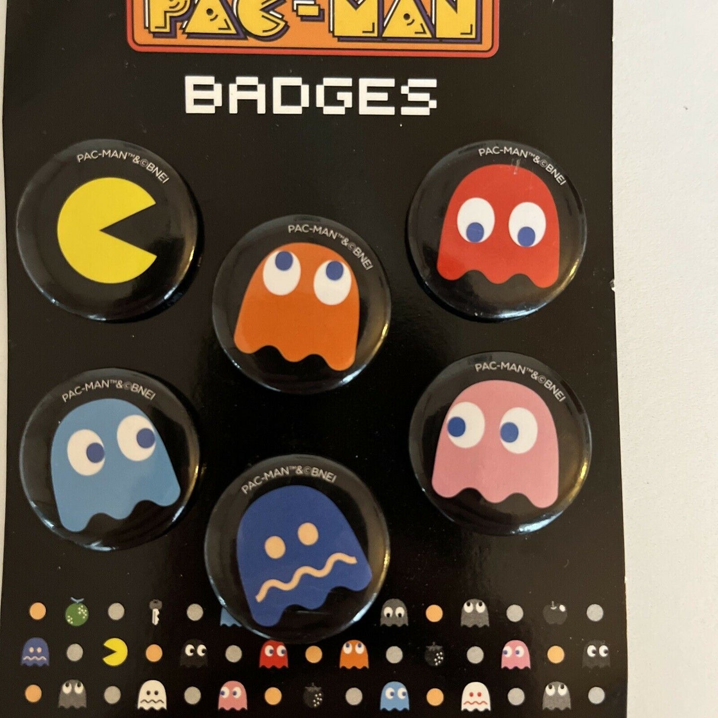 6pc Pac Man Badges Kids/Children 8y+ 2.5cm Pin Back Buttons Novelty Accessories
