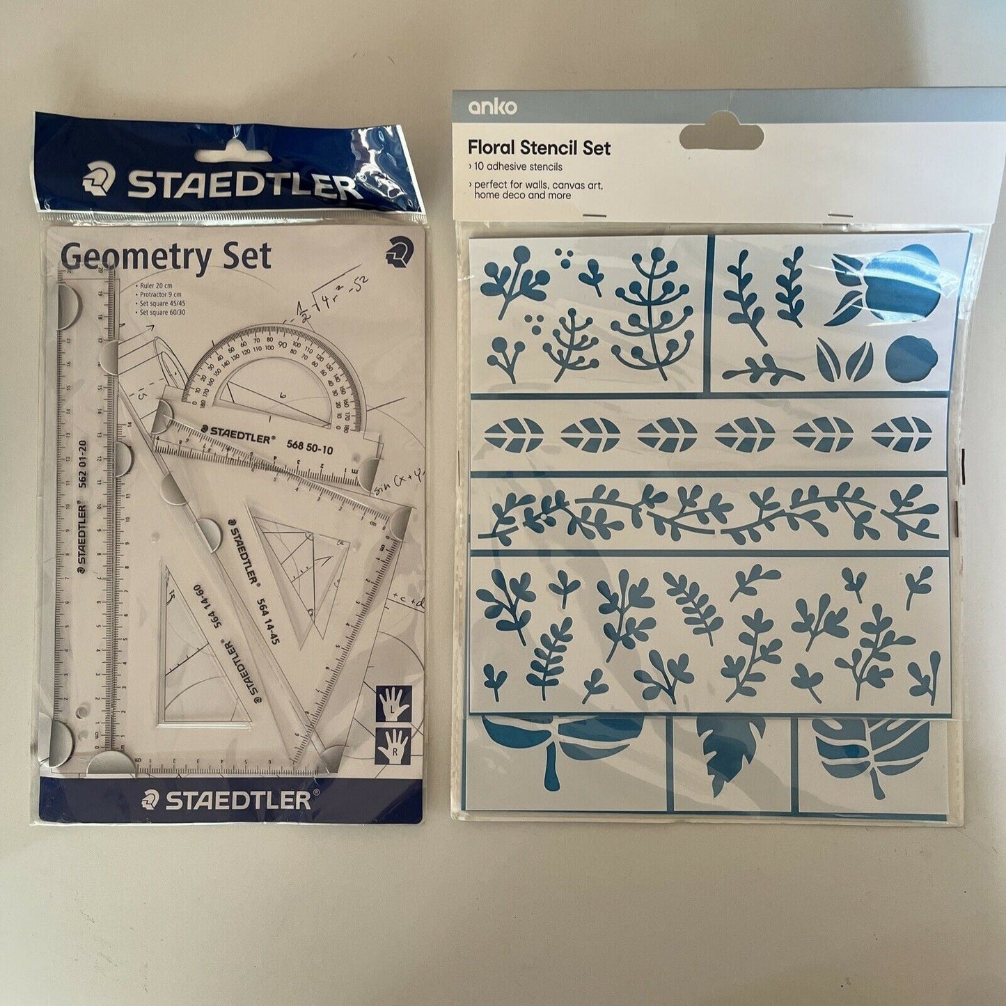 Staedtler Geometry Set of 4 Clear 569 PB4-0 & Stencil Set