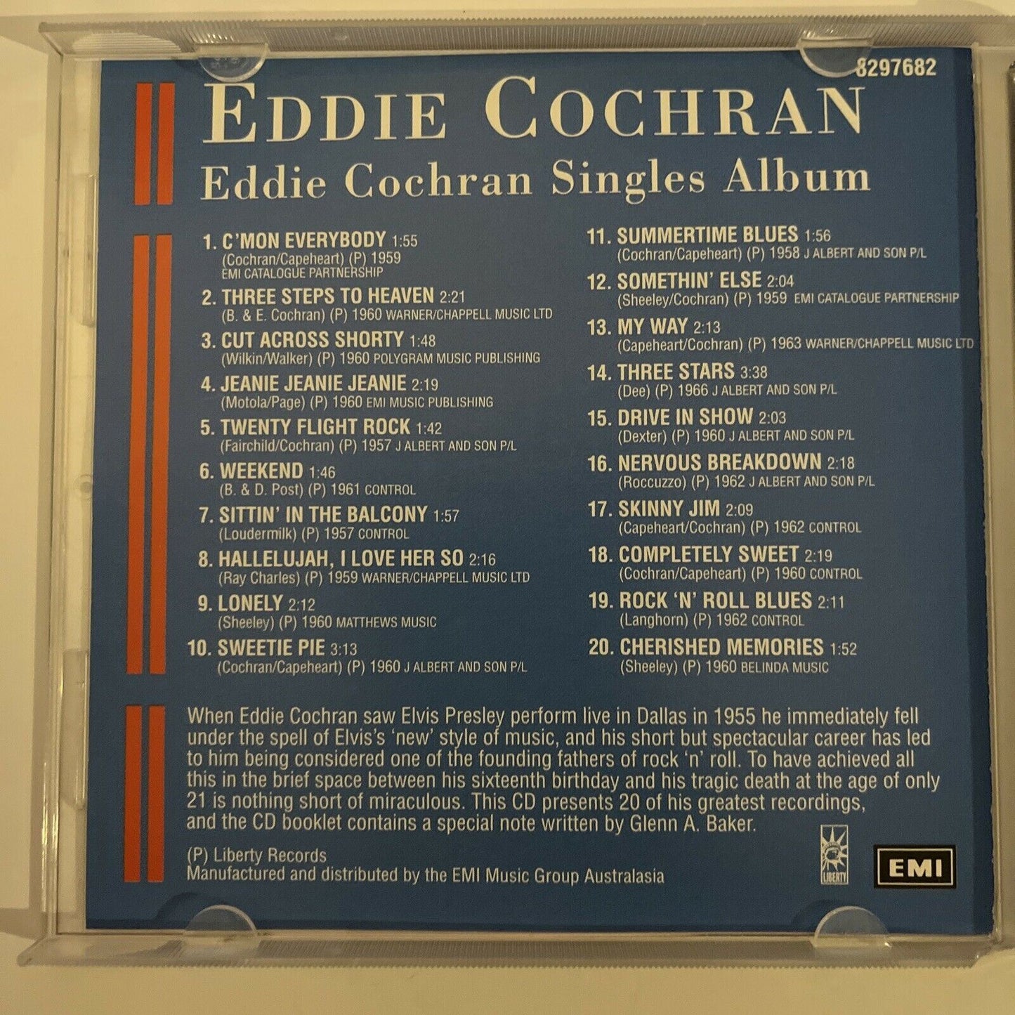 Eddie Cochran Singles Album by Eddie Cochran (CD, 1995)