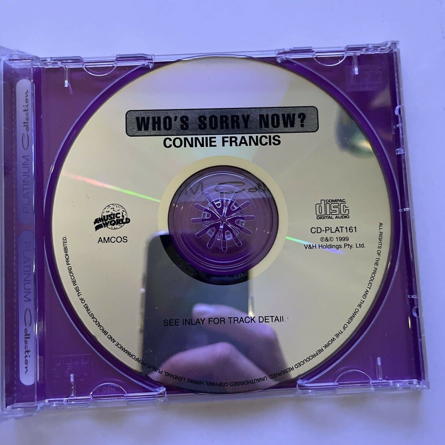 Connie Francis – Who's Sorry Now (CD, 1958) Album. Platinum collection