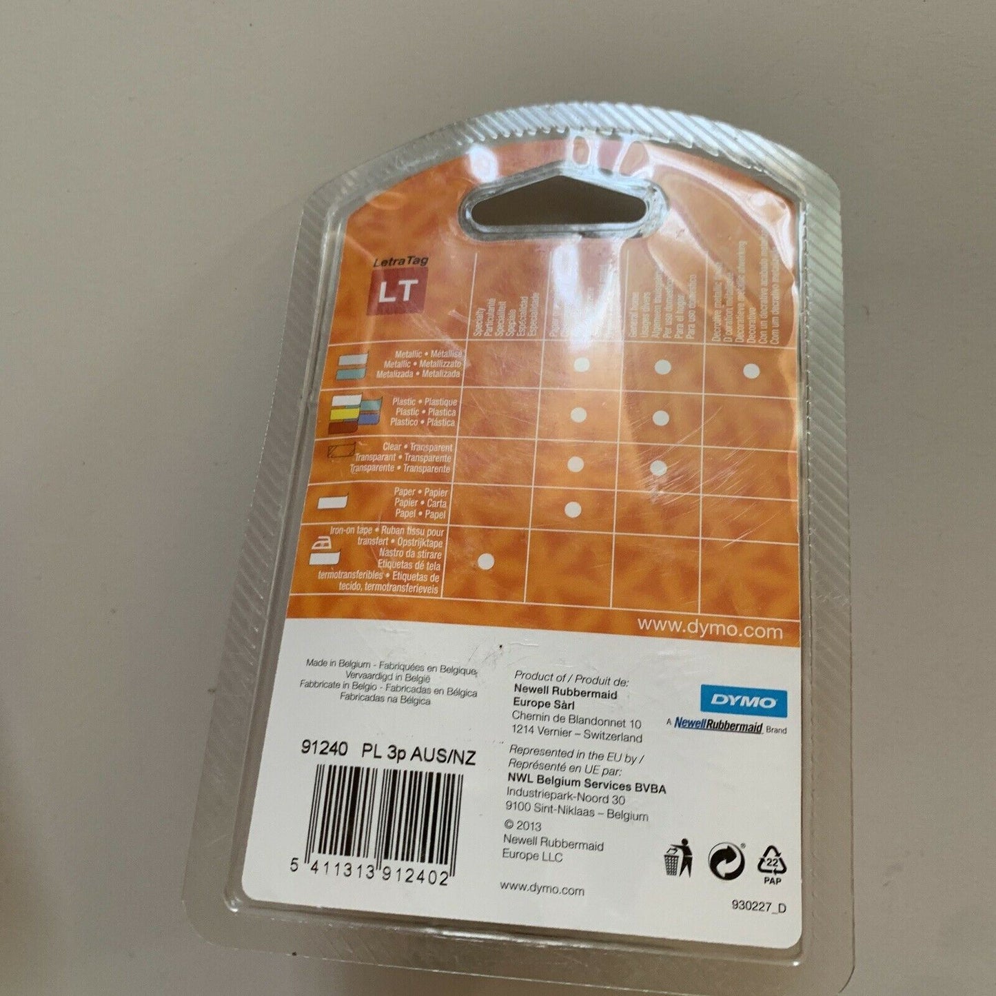 5x Genuine Dymo Tape Letratag Label  1x Paper, 1x Metallic 1x Plastic 2x White