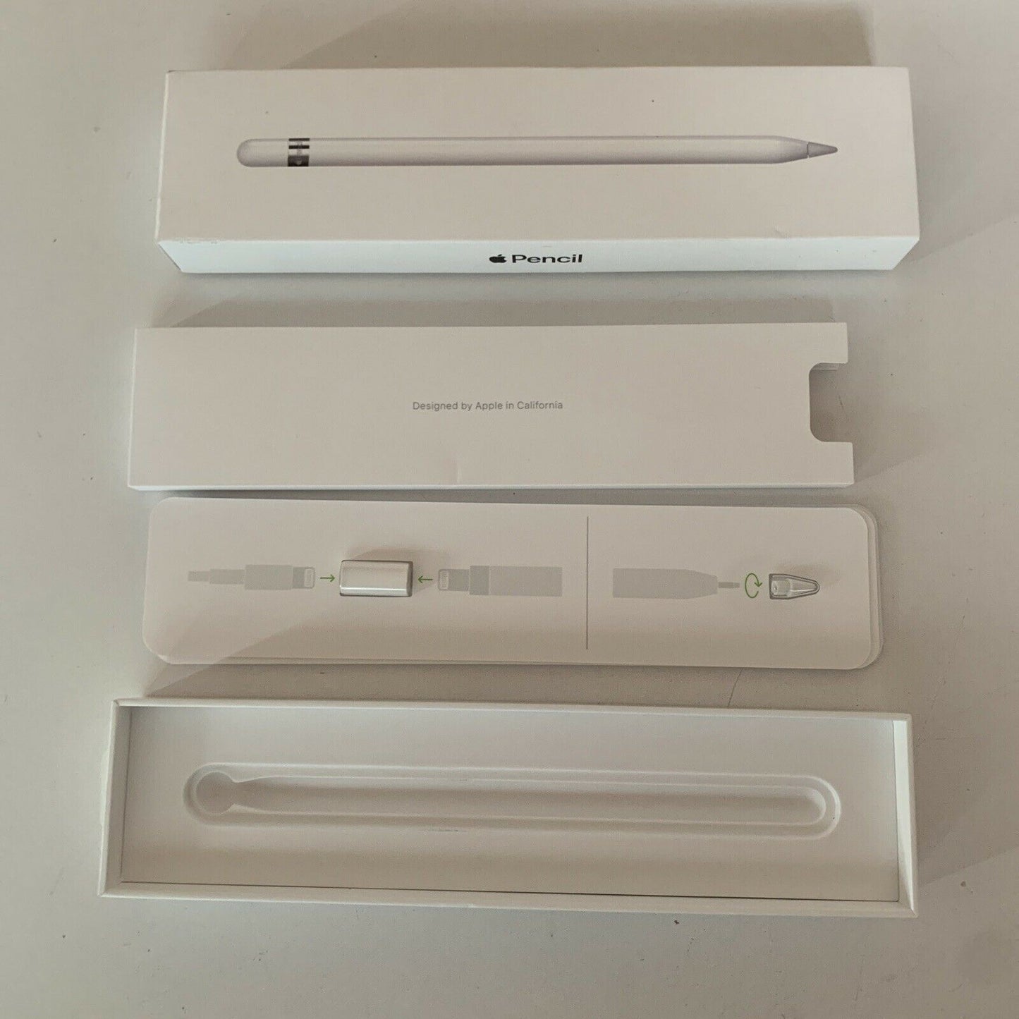 Apple Pencil for iPad - White Pen Tip, Lightning Connector & Box Only. No Pen