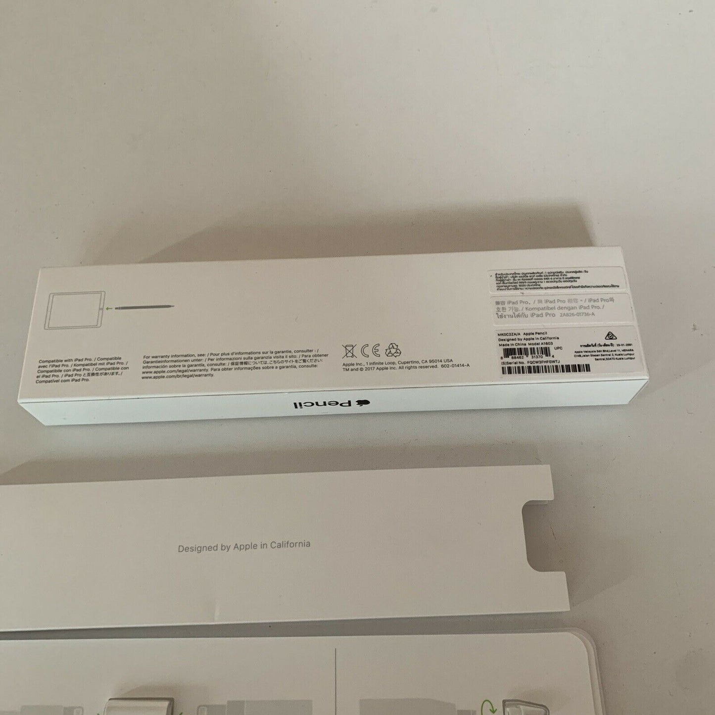 Apple Pencil for iPad - White Pen Tip, Lightning Connector & Box Only. No Pen