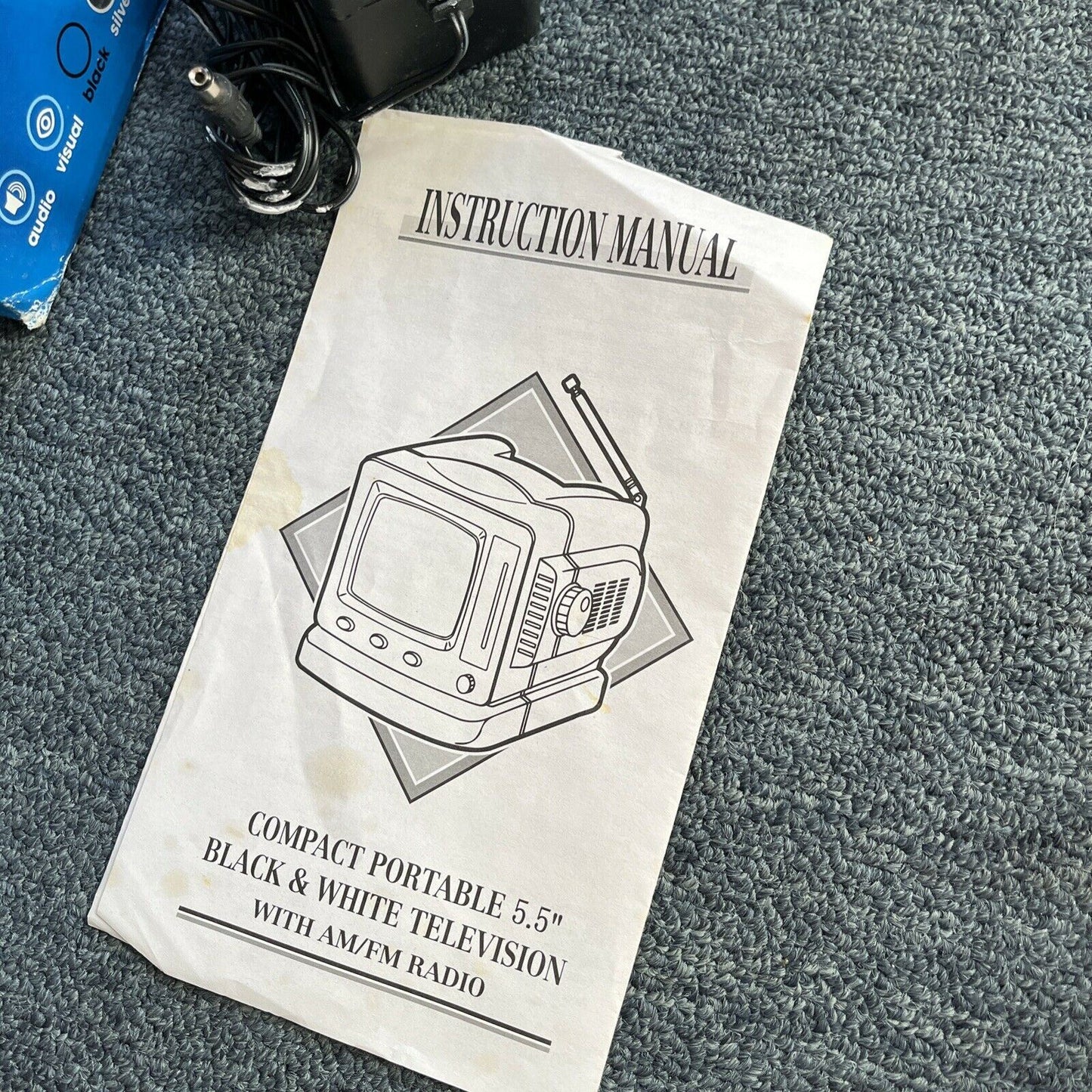 Audiosonic Portable 14cm Black & White TV w Radio *No Display For Parts / Repair