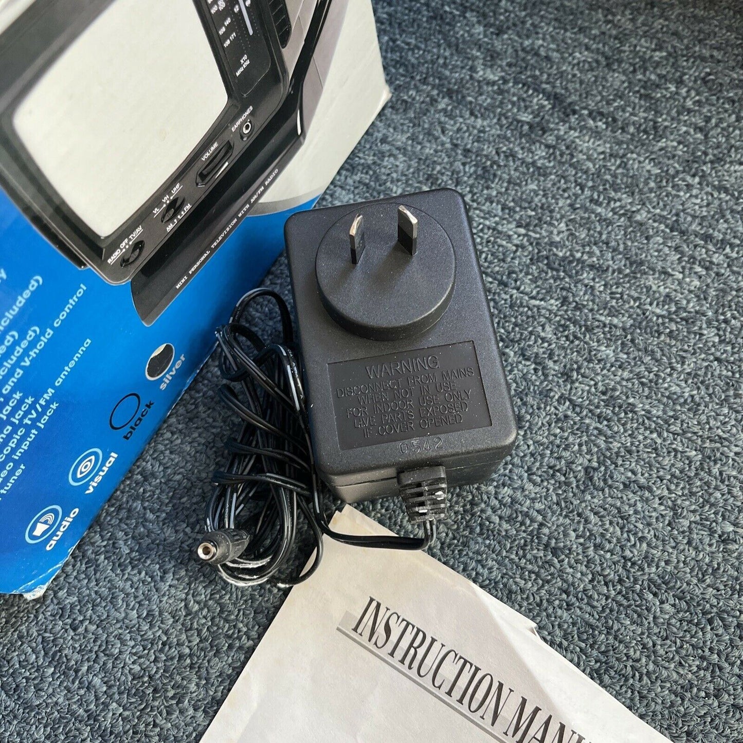 Audiosonic Portable 14cm Black & White TV w Radio *No Display For Parts / Repair