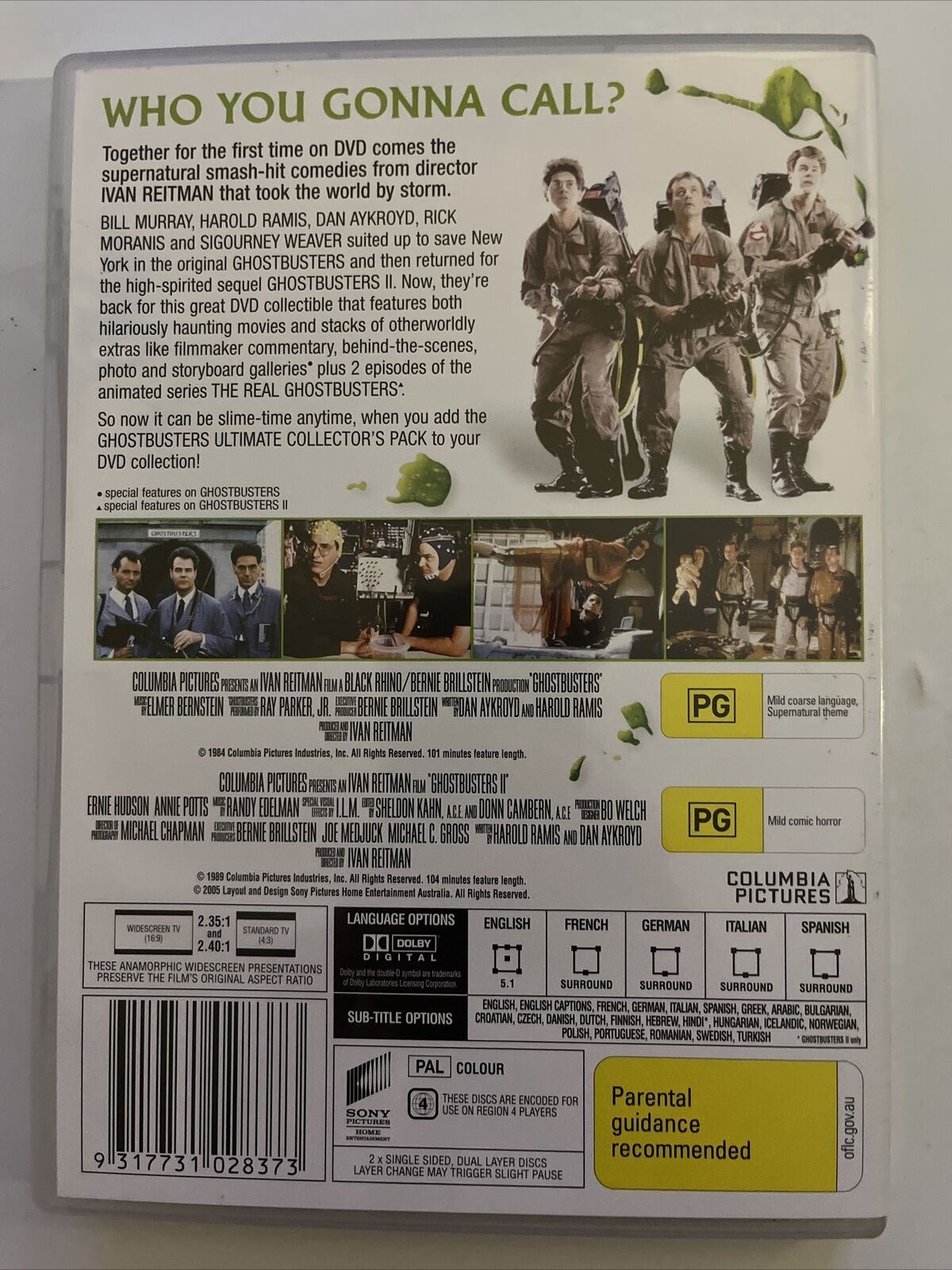 Ghostbusters 1 & 2 - Collector's Pack (DVD, 2-Disc) Bill Murray, Dan Aykroyd