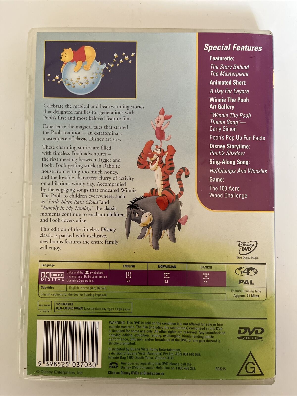 The Many Adventures of Winnie the Pooh (DVD, 1977) Disney Animated Film Region 4