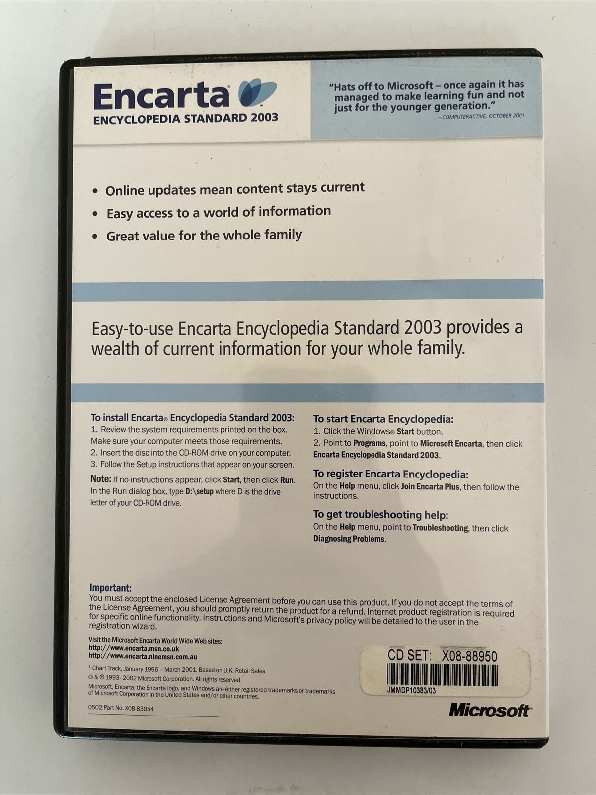 Encarta Encyclopaedia Standard 2003 - PC Windows Software