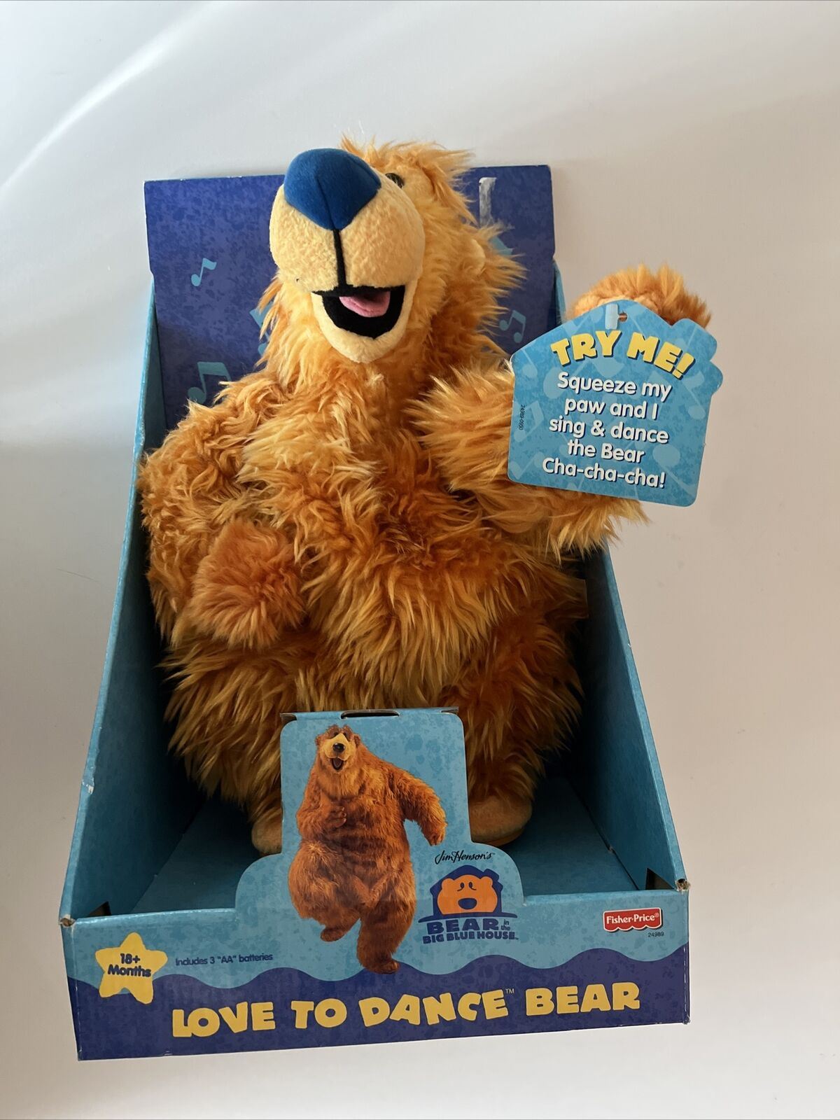 Vintage 1999 Bear in Big Blue House Love to Dance Plush Fisher-Price